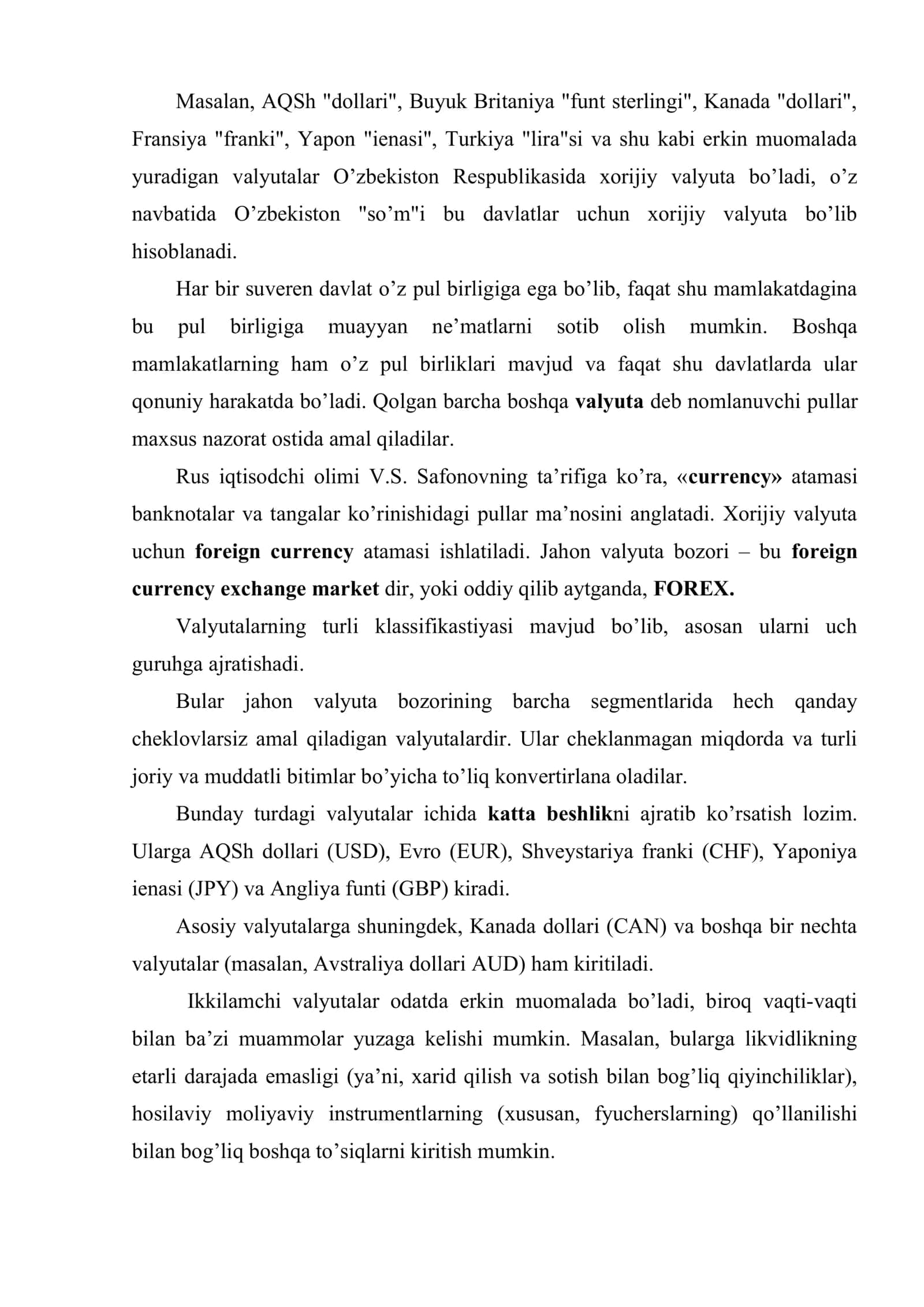 Valyuta munosabatlari 3