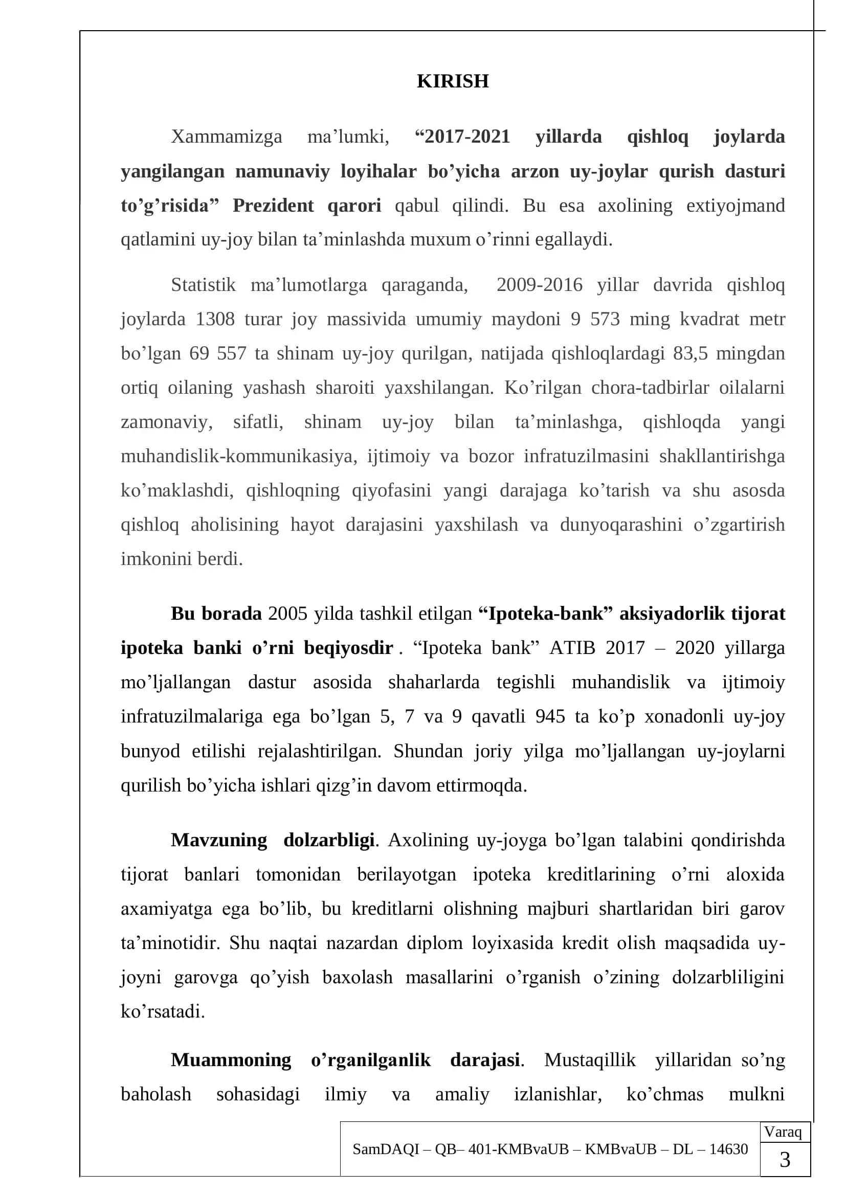 Ipoteka kreditlash maqsadida turar joyni baxolash 3