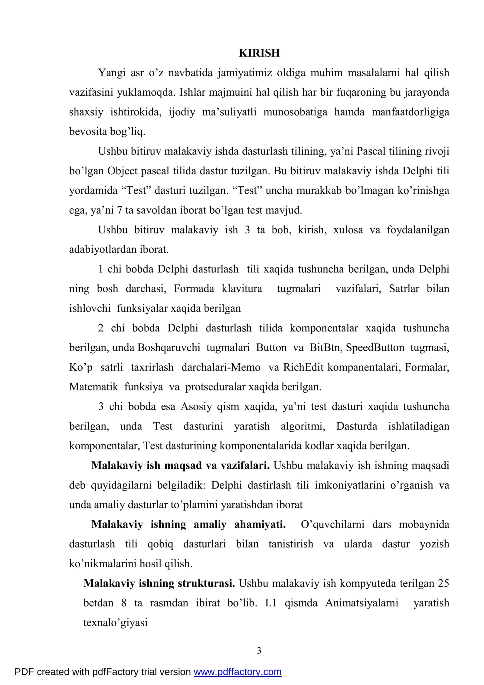 DELPHI DASTURLASH TILI VA UNDA AMALIY DASTURLAR YARATISH 3