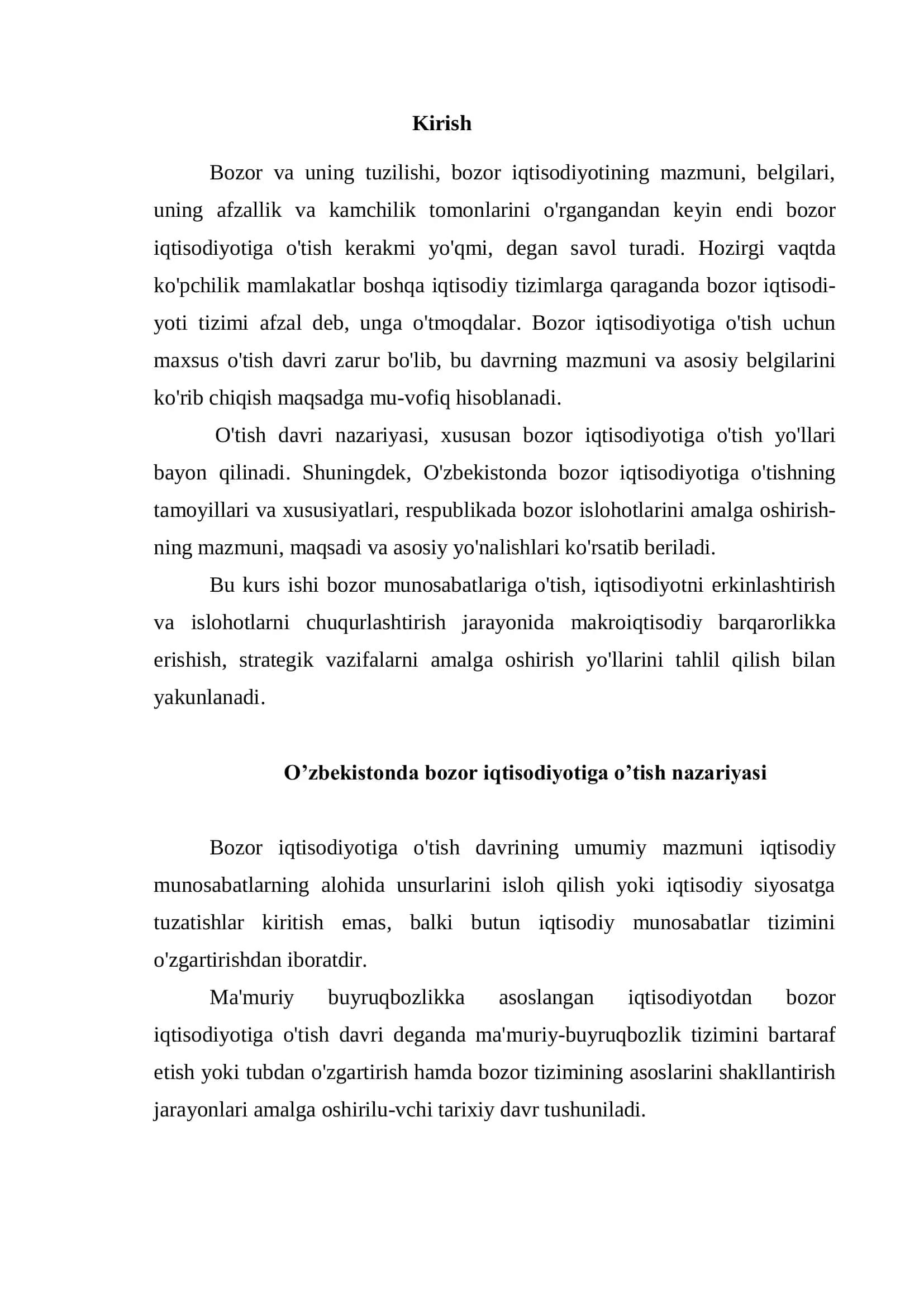 Bozor iqtisodiyotiga o'tishning “O'zbek modeli” va uning o’ziga xos xususiyatlari 3