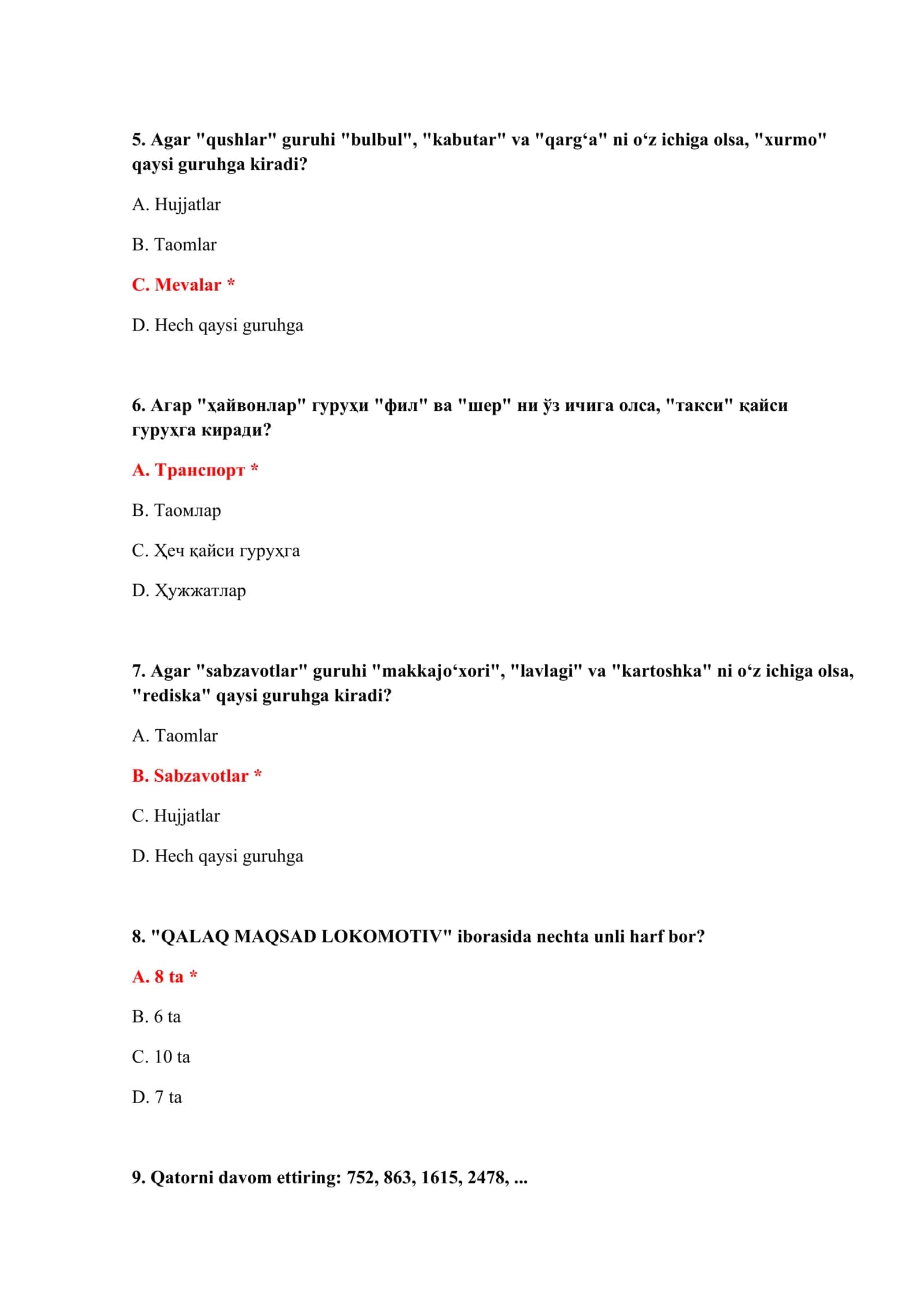BOJXONA AKADEMIYASI TESTLARI ONLINE 3