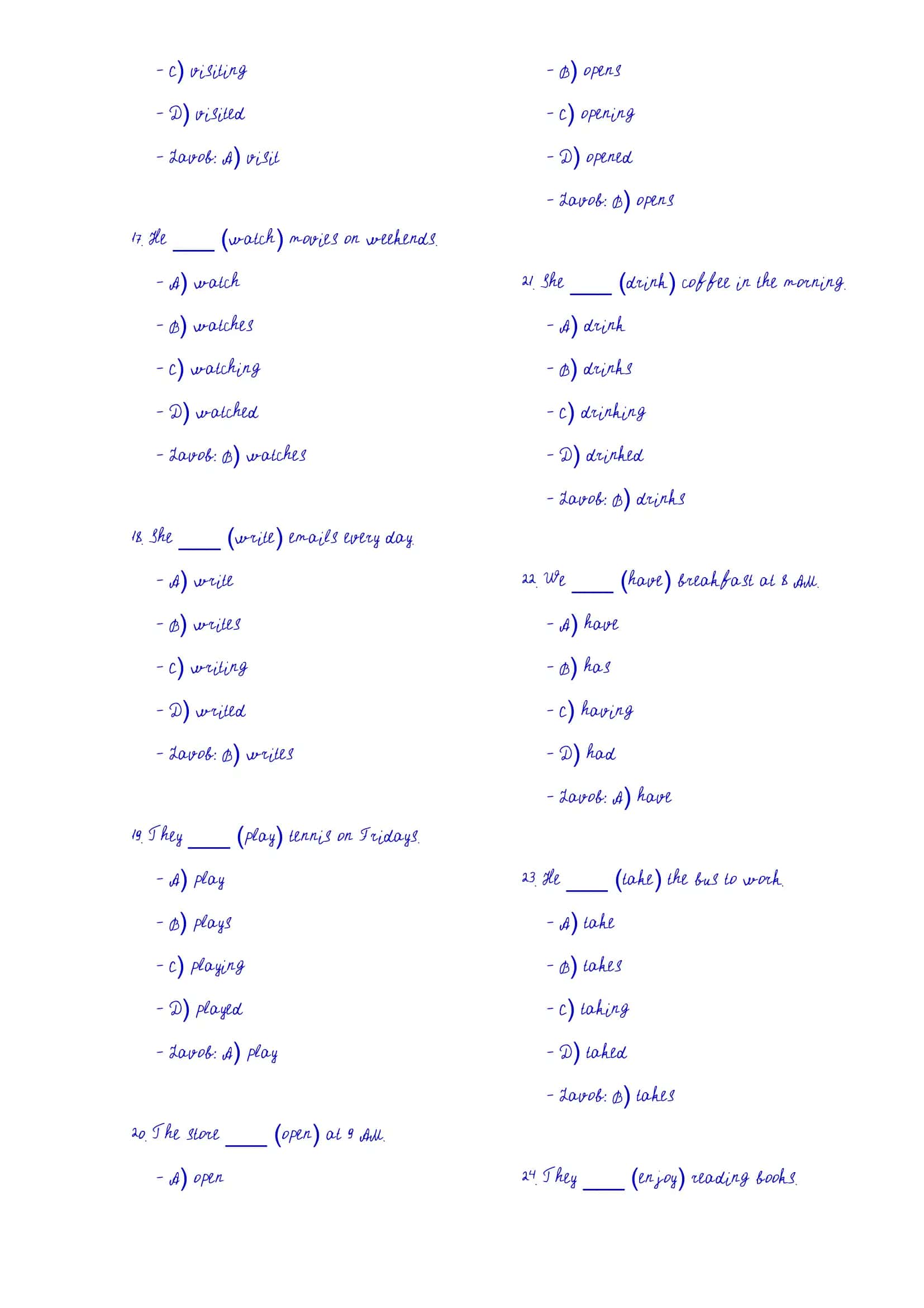 English Grammar Quiz 3