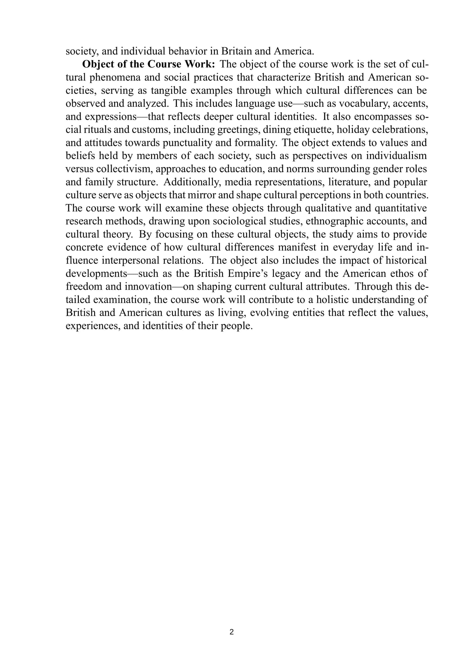 Objectives and Tasks of the Course Work 3