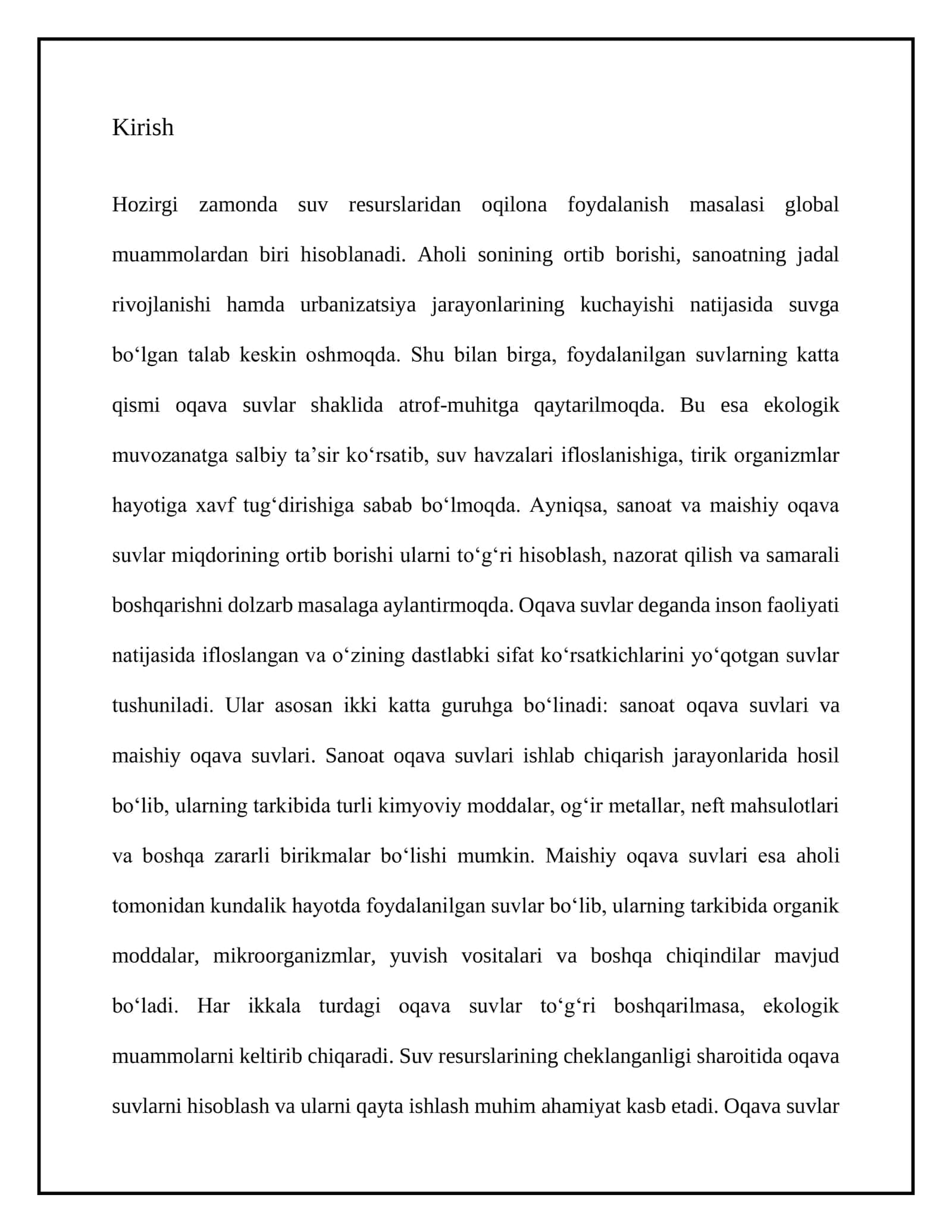 Sanoat va maishiy oqava suvlar miqdorini hisoblash 3