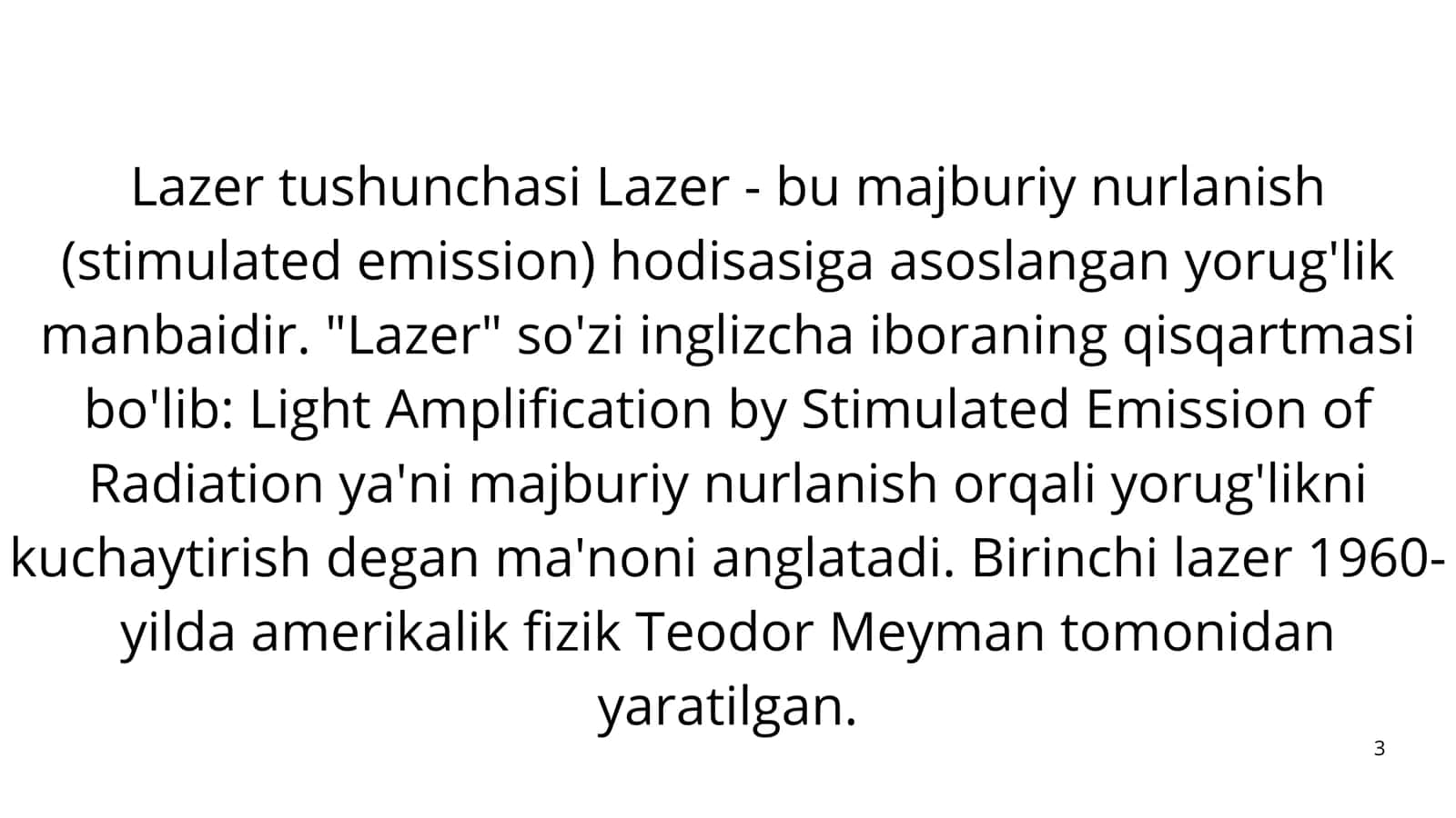 Lazerlarning fan va texnikada qoʻllanishi 3