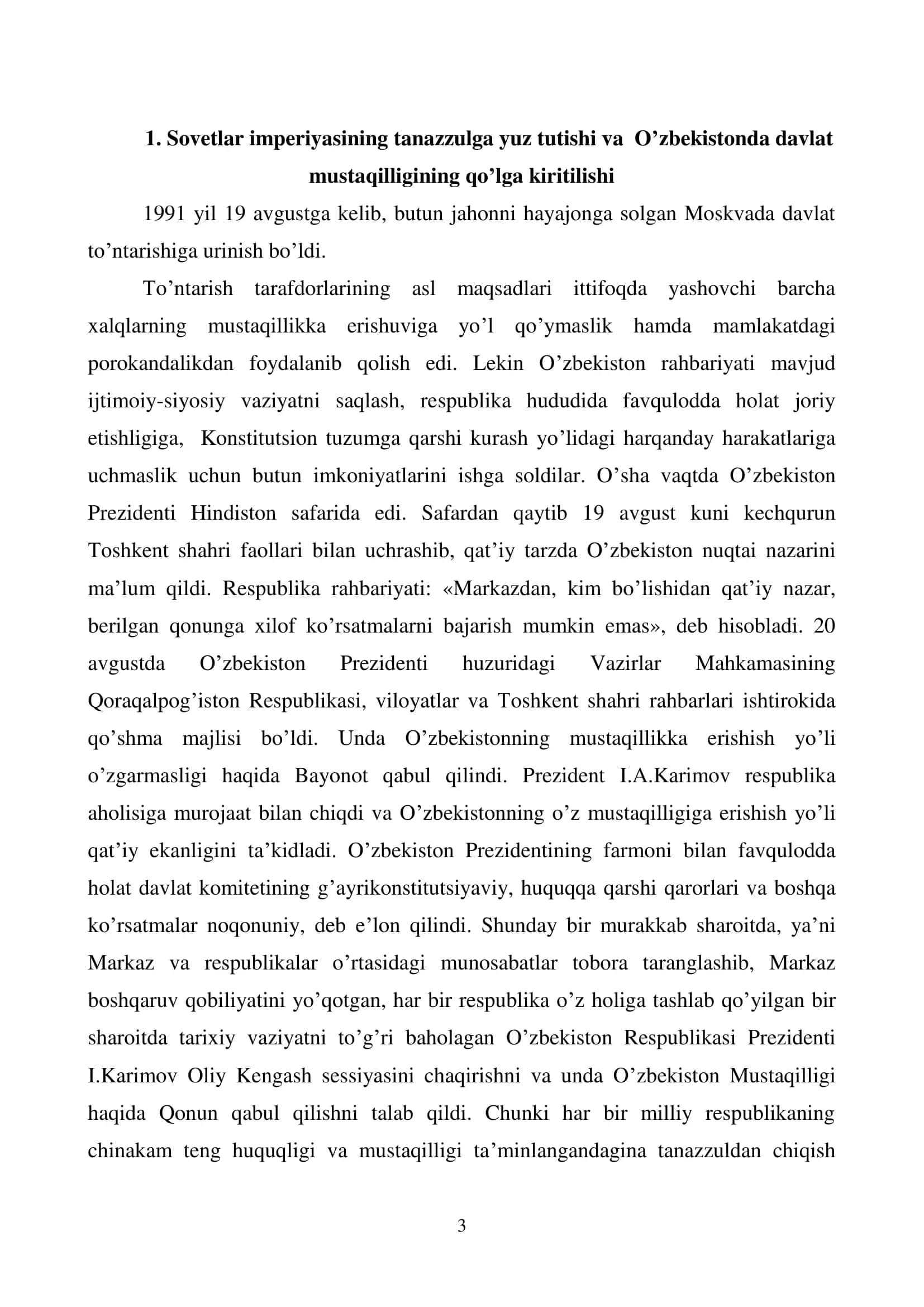 O’zbekiston mustaqilligining qo’lga kiritilishi 3