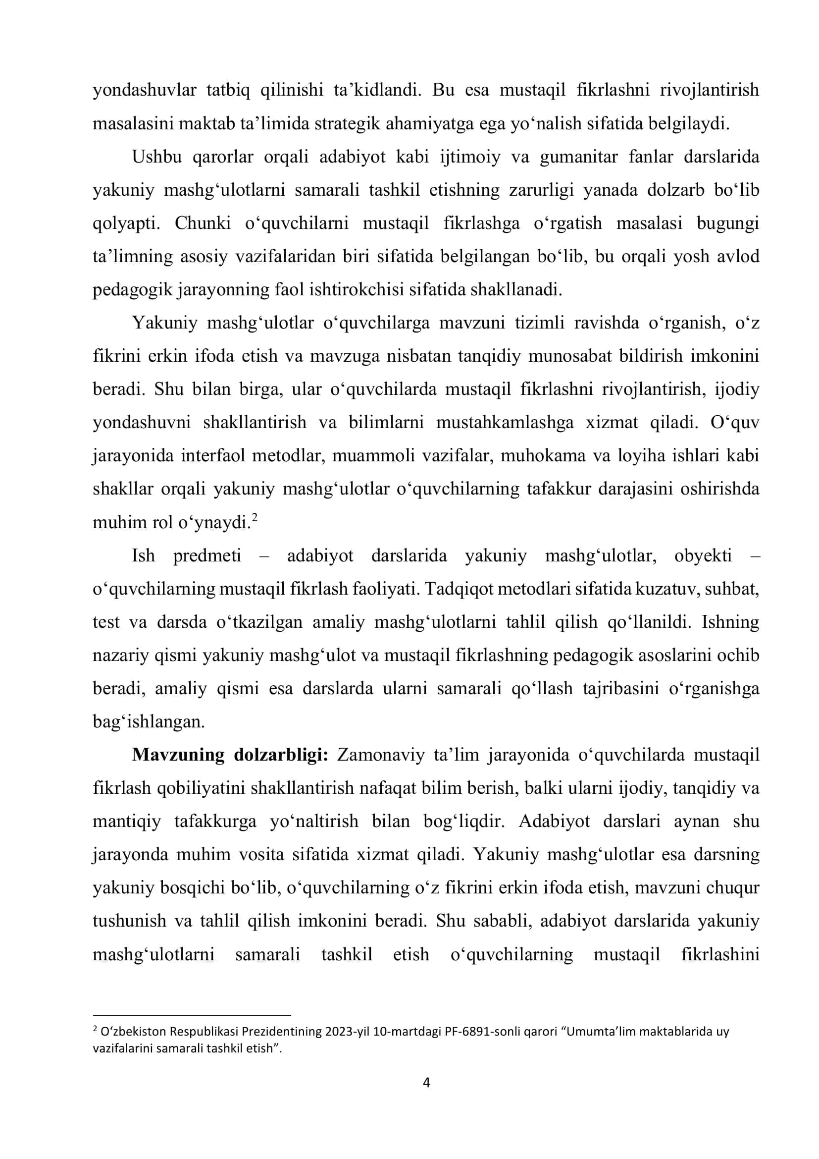 ADABIYOT DARSLARIDA YAKUNIY MASHG‘ULOT 3