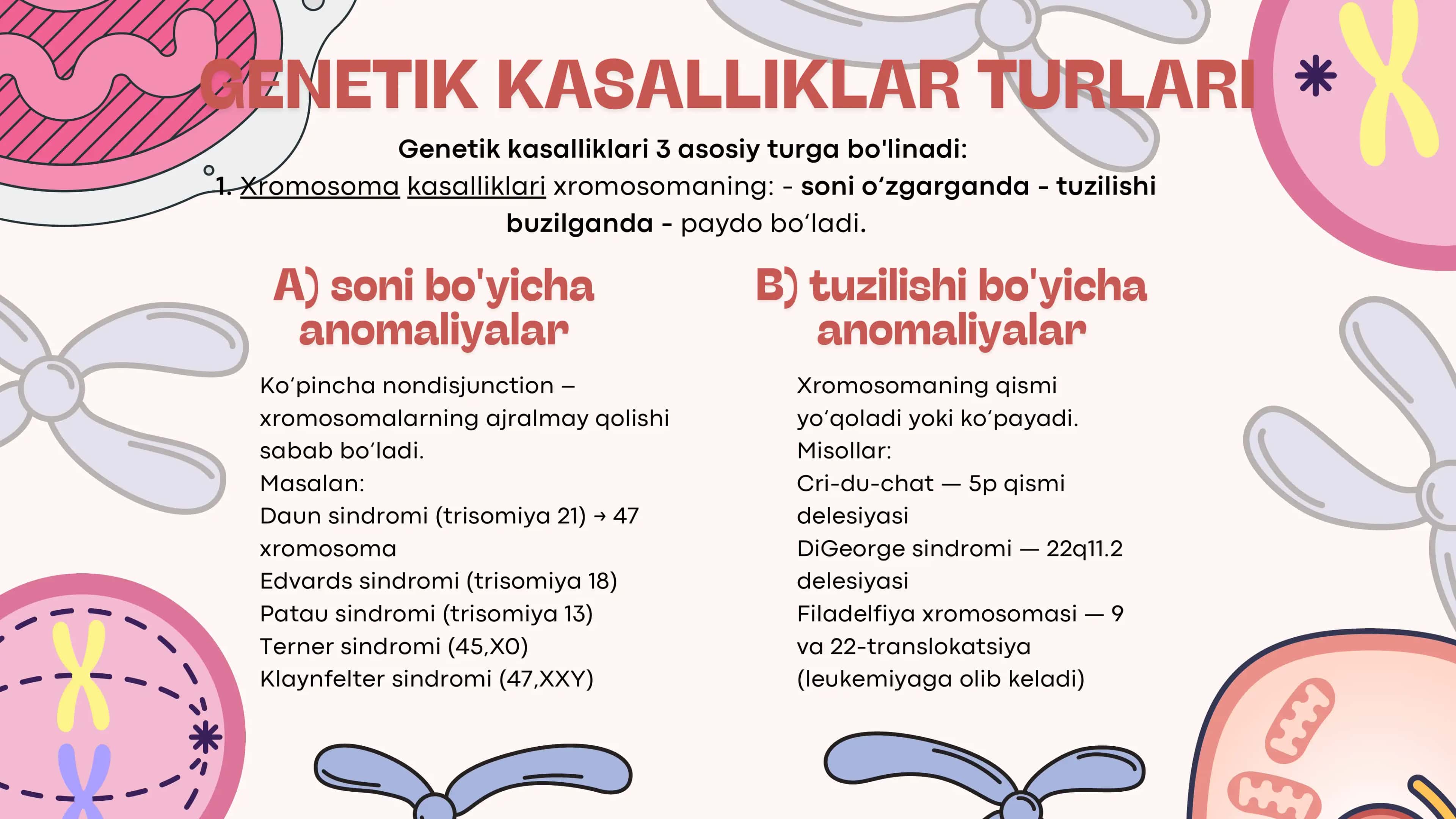 ODAM XROMOSOMA, GENOM VA GEN KASALLIKLARI 3