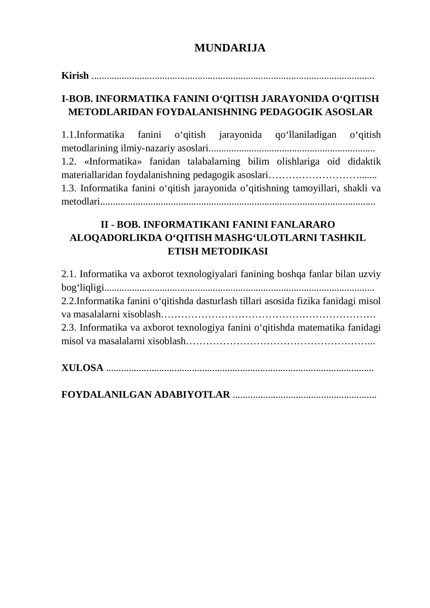 Informatika o‘qitish metodikasi 3