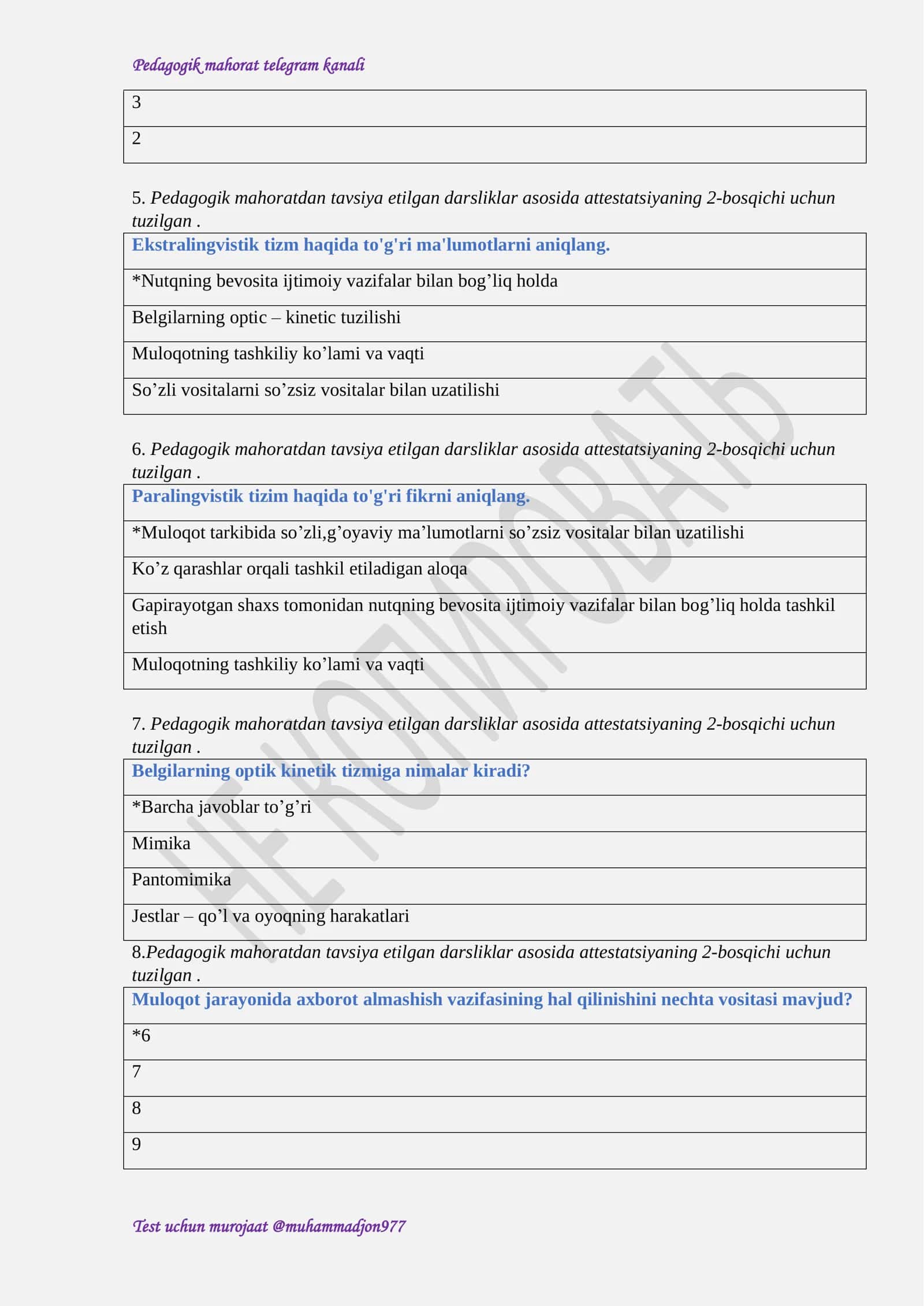 Pedagogik mahoratdan testlar 3