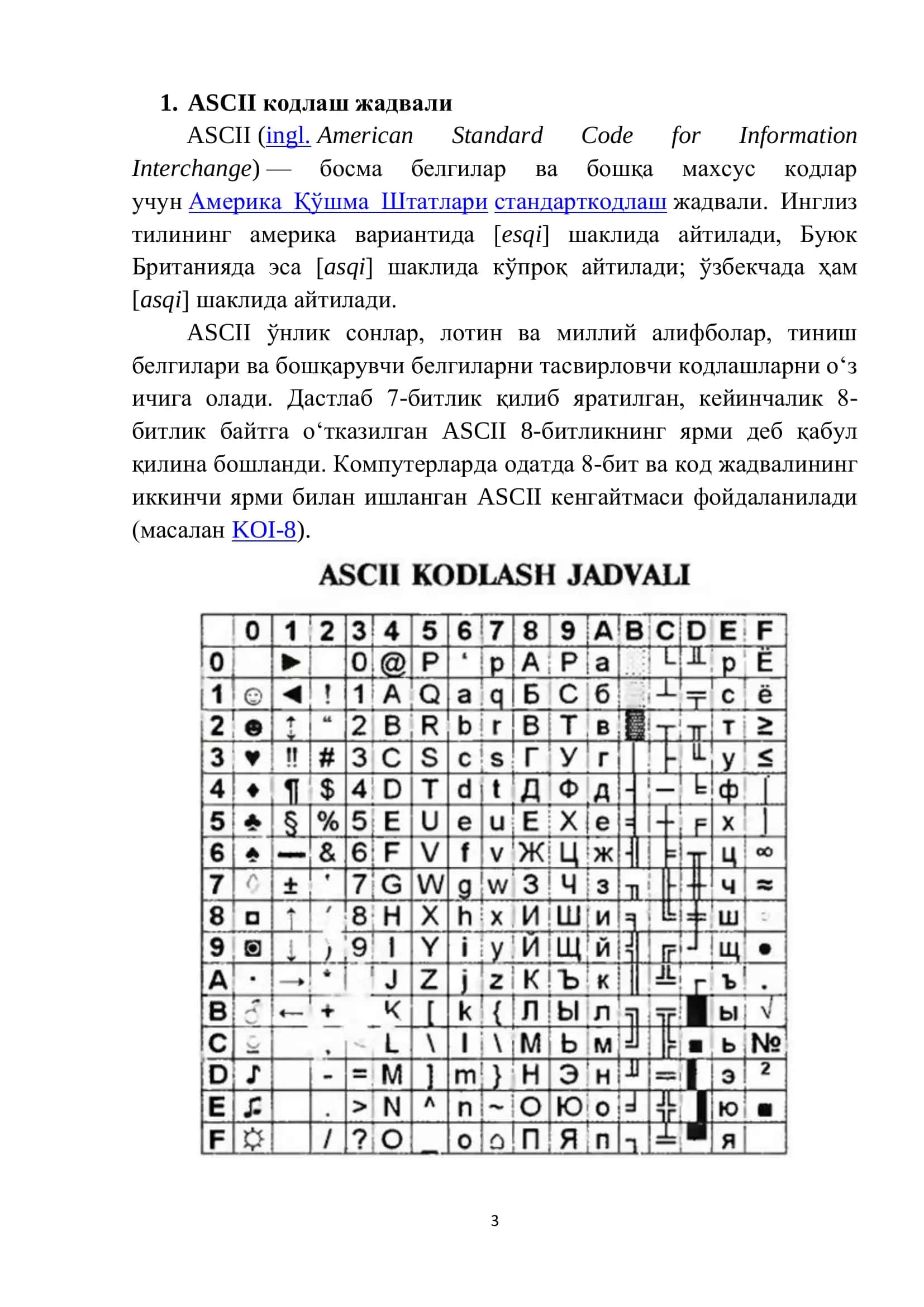 ASCII коди 3