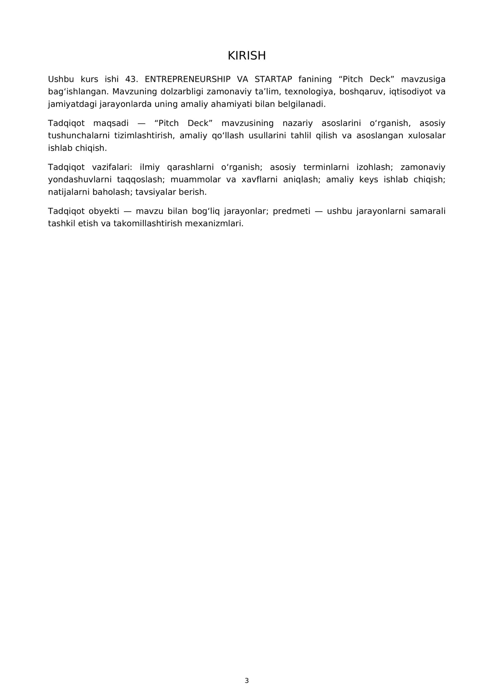 ENTREPRENEURSHIP VA STARTAP KURS ISHI 3