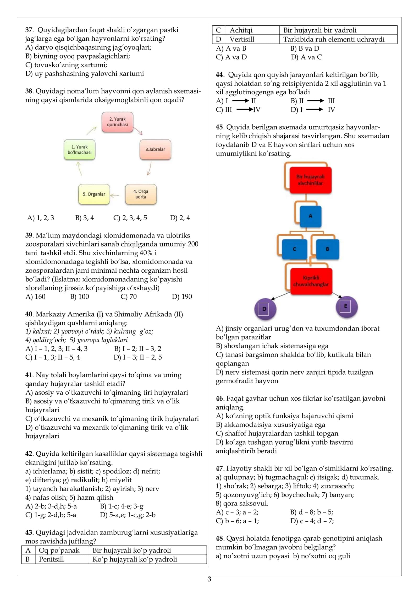 Biologiya+Kimyo 90 talik blok test 3