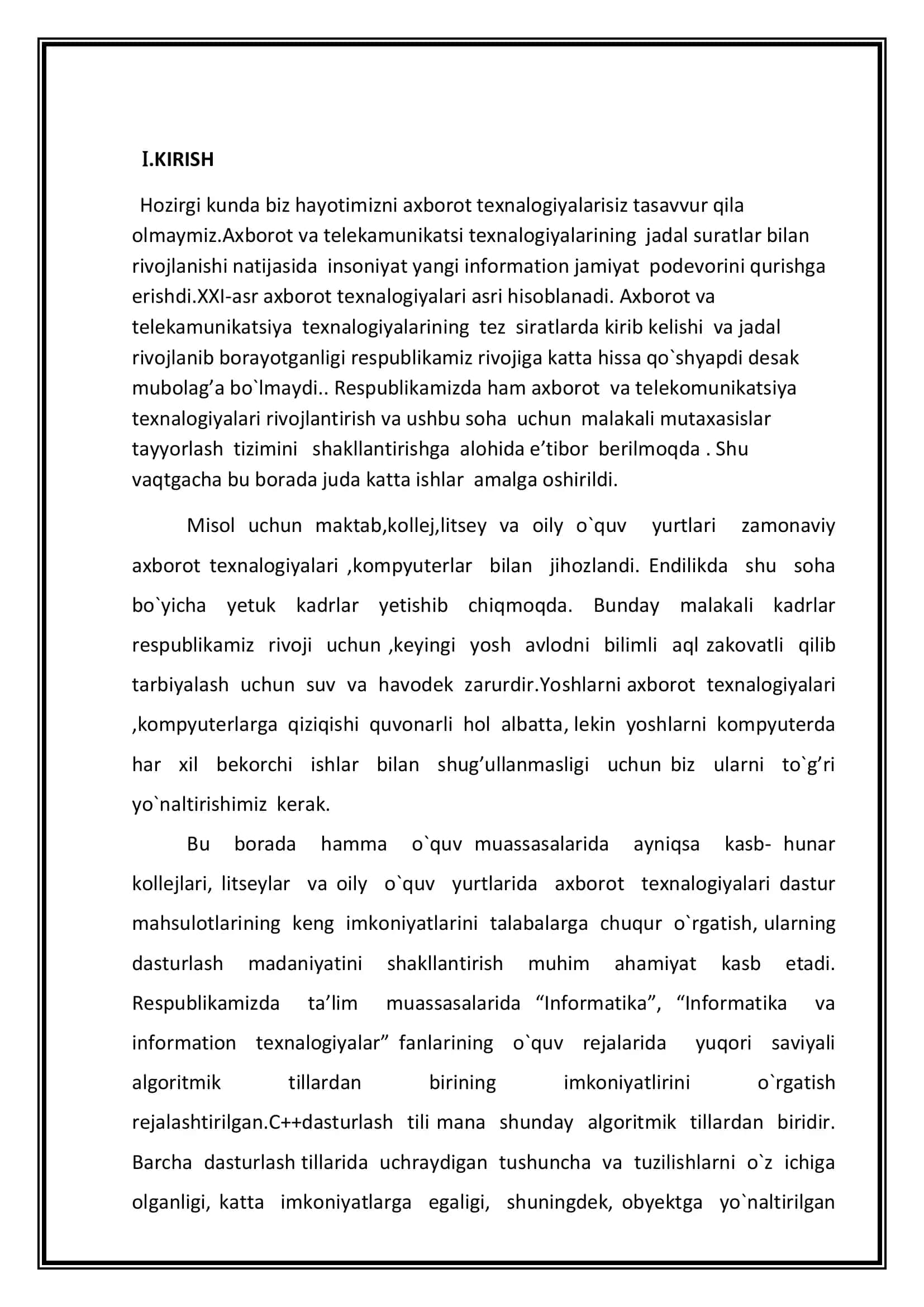 Informatsiya fanidan amaliy ishlar 3