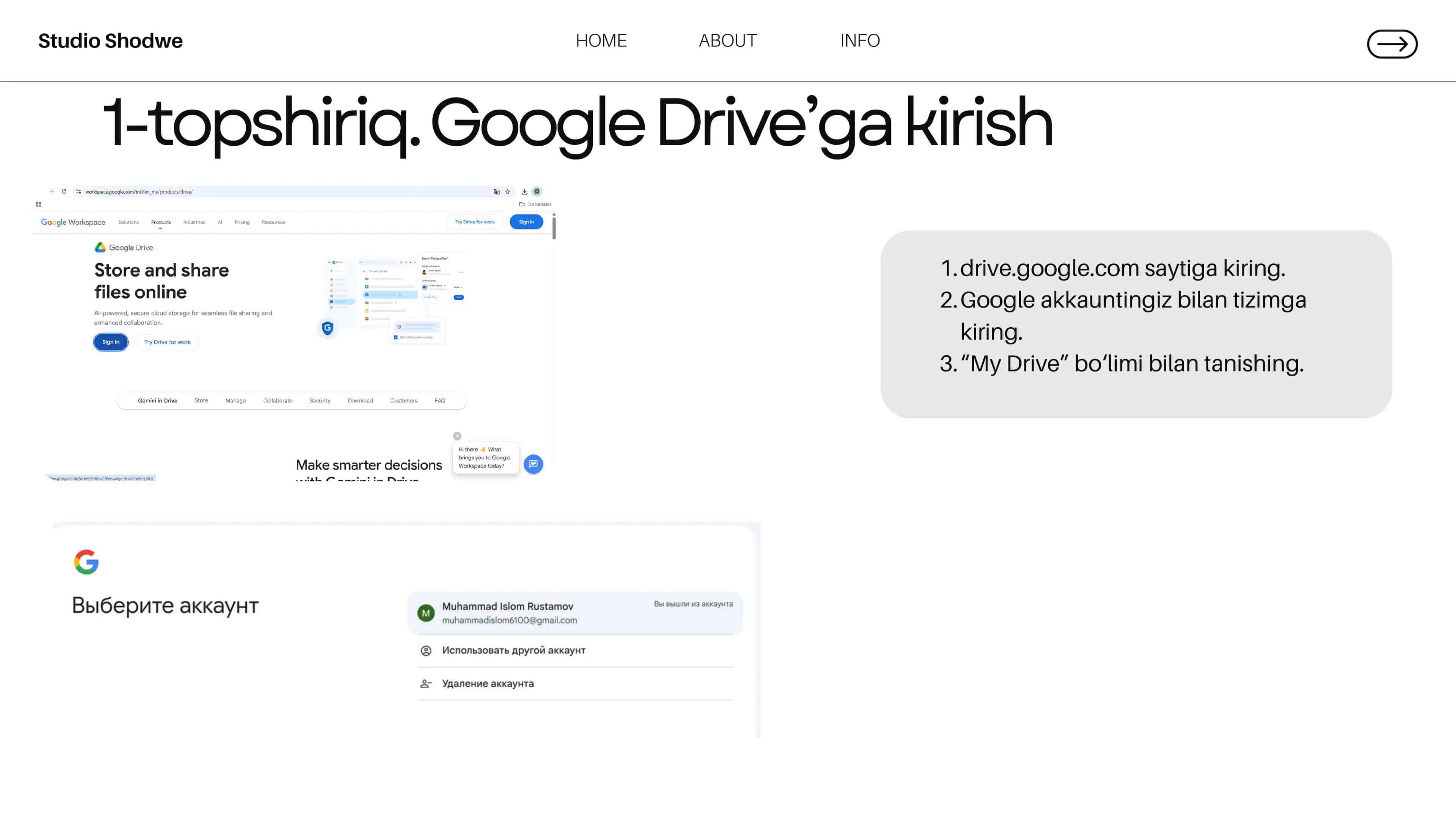 google driveda ishlash boʻyicha laboratoriya ishi 3