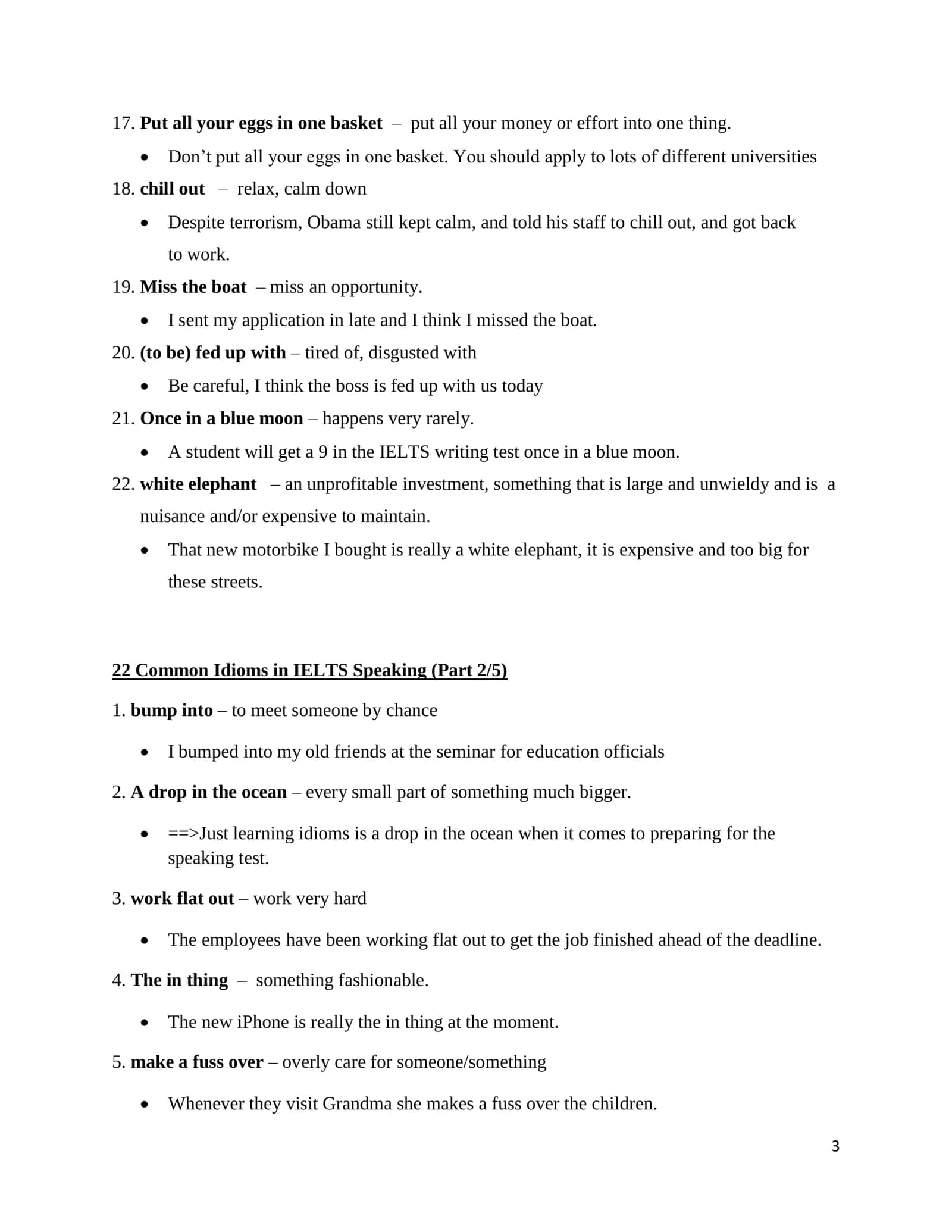 22 Common Idioms & Their Proper Usages in IELTS Speaking Section (Part 1/5) 3