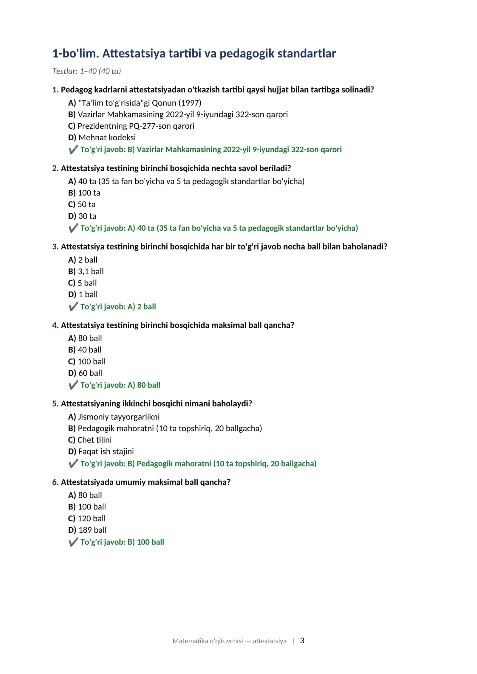 MATEMATIKA O'QITUVCHISI attestatsiyasi uchun test savollari to'plami (2025–2026) 3