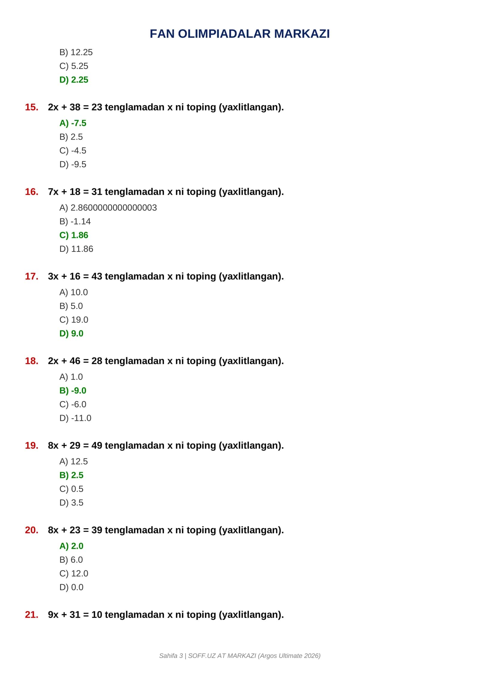 MATEMATIKA -1000 QIYINLASHTIRILGAN SAVOLLAR 3