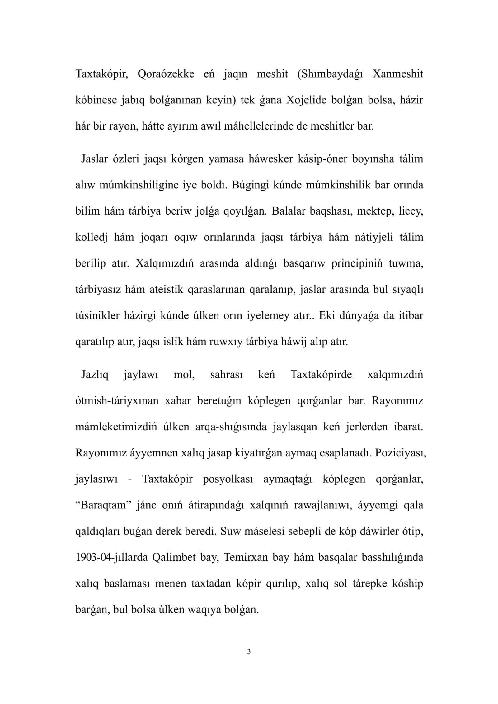 Taxtakópir rayonı - REFERAT 3