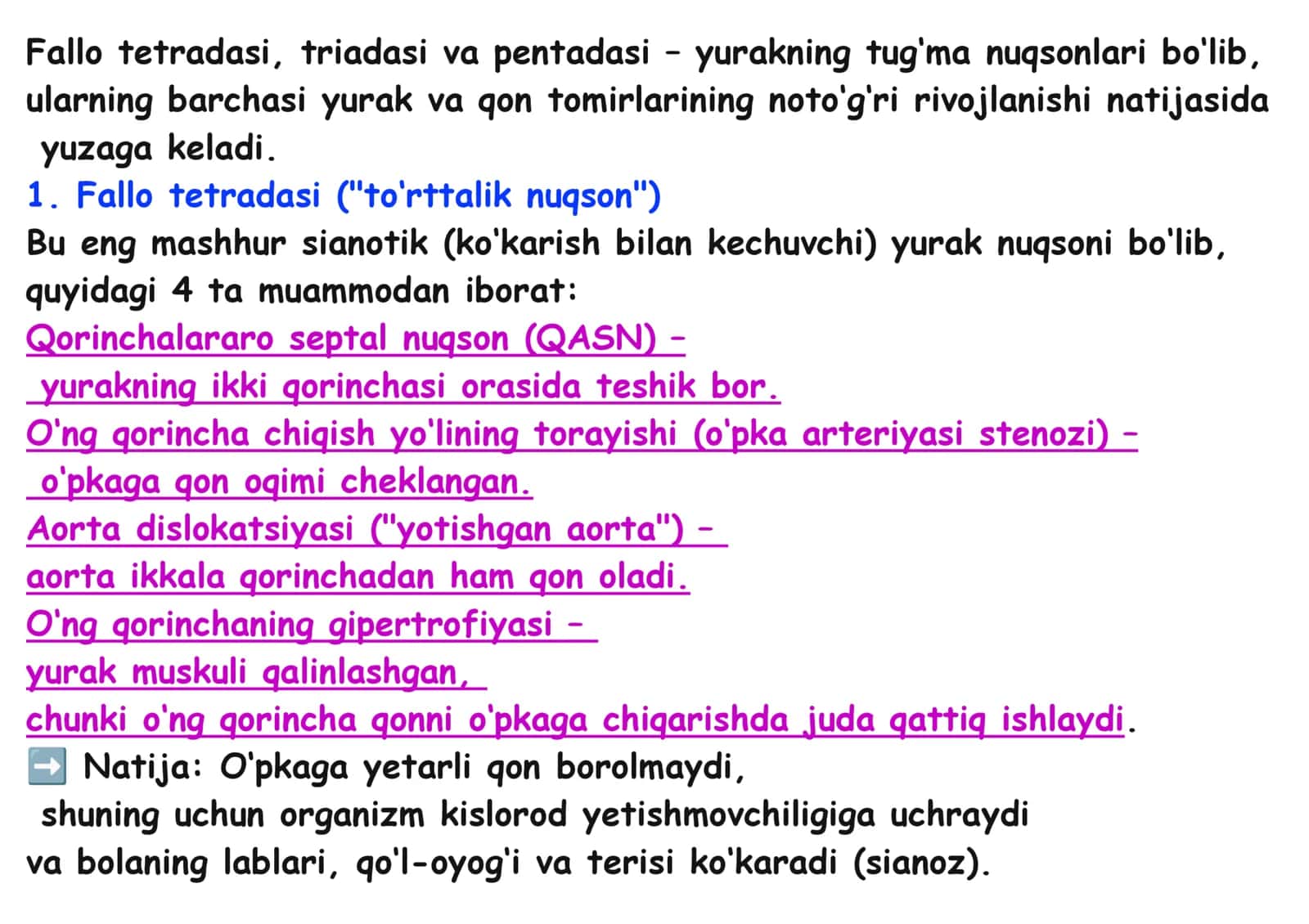 Sianoz. Fallo tetradasi 3