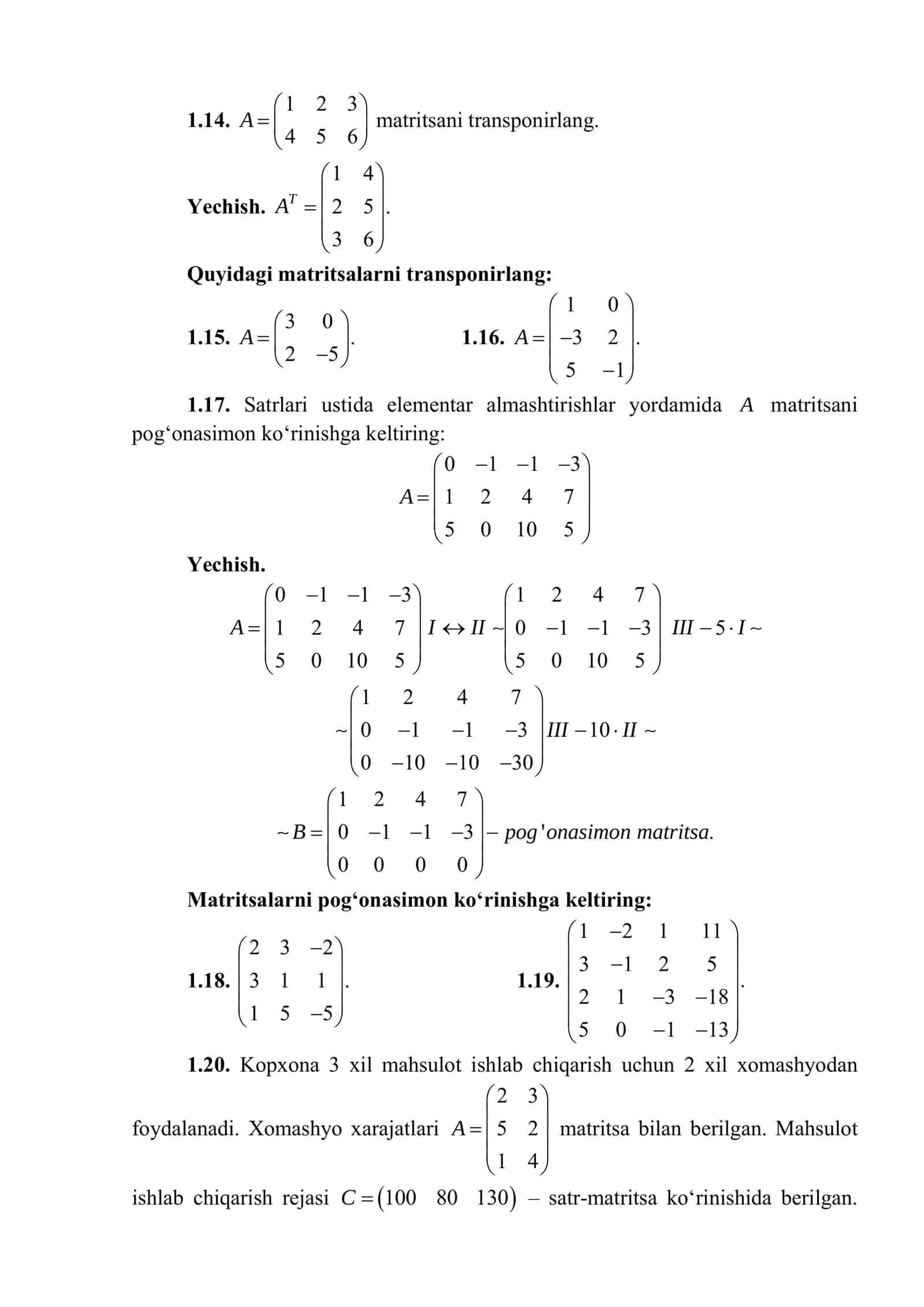 Matritsalar va ular ustida amallar 3