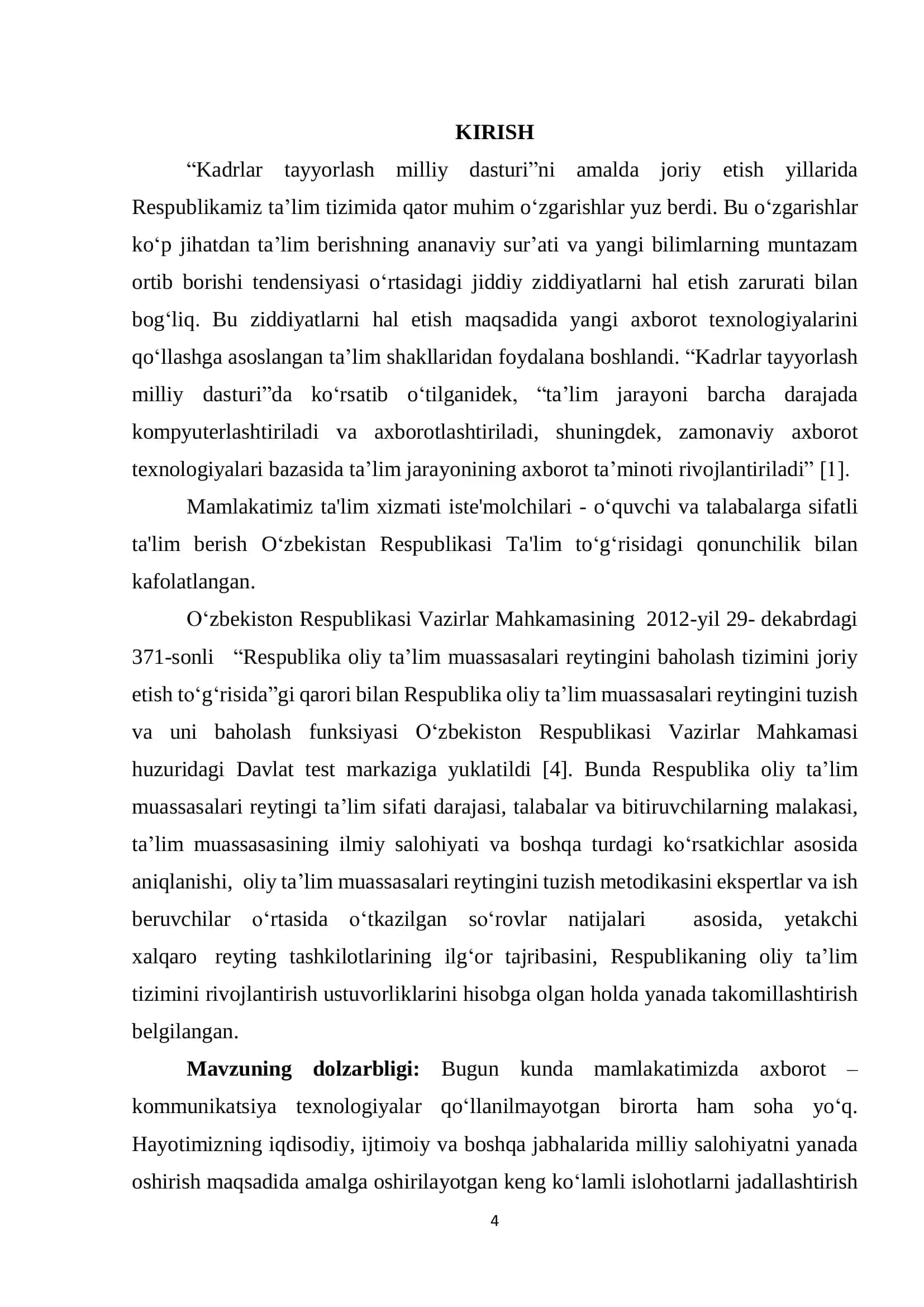 O‘zbekiston Respublikasi Oliy va O‘rta Maxsus Ta’lim Vazirligi Qarshi Davlat Universiteti “Amaliy Matematika va Informatika” Kafedrasi 3