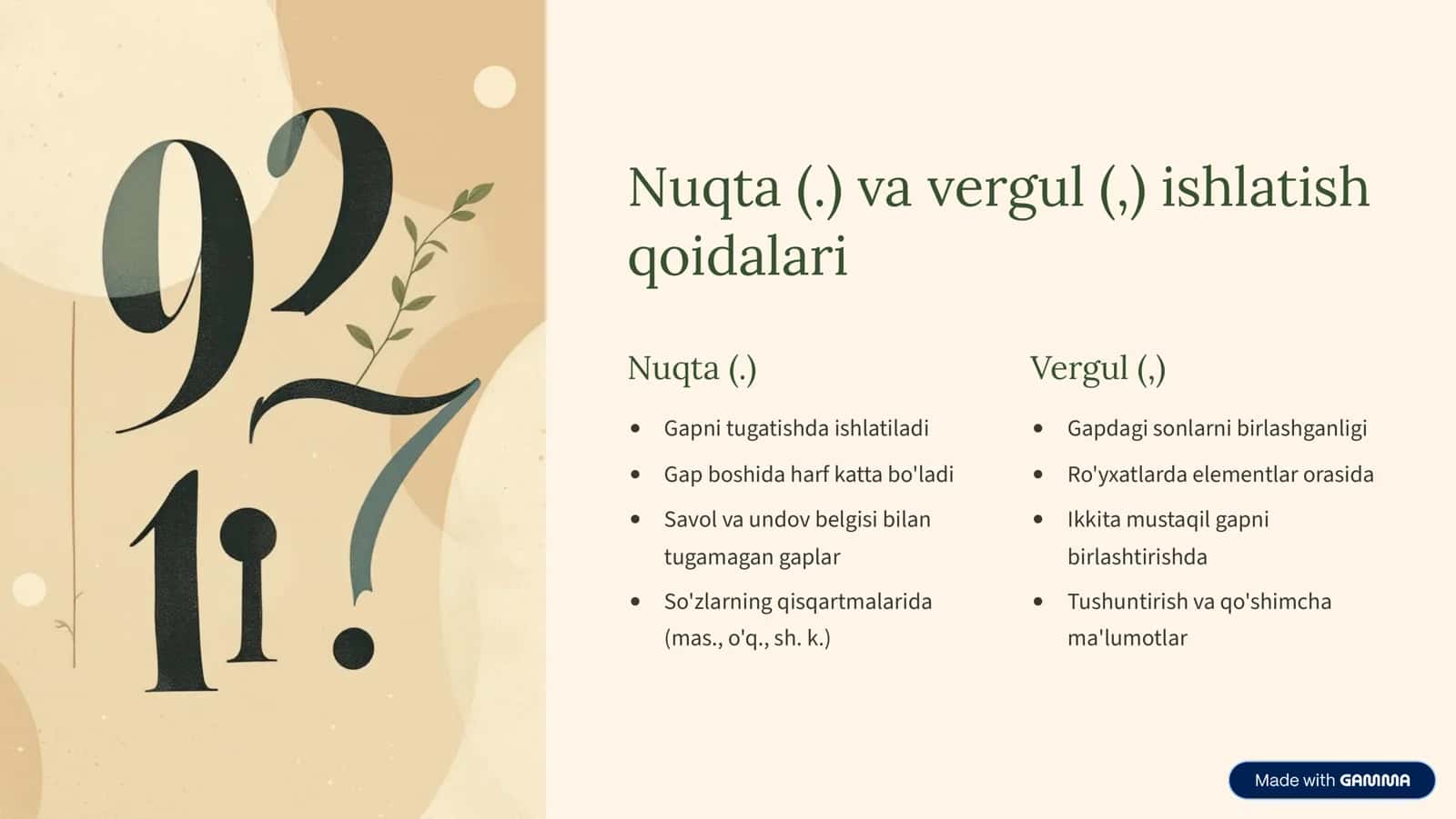 Punktuatsiya:  Savodxonlikning asosi 3
