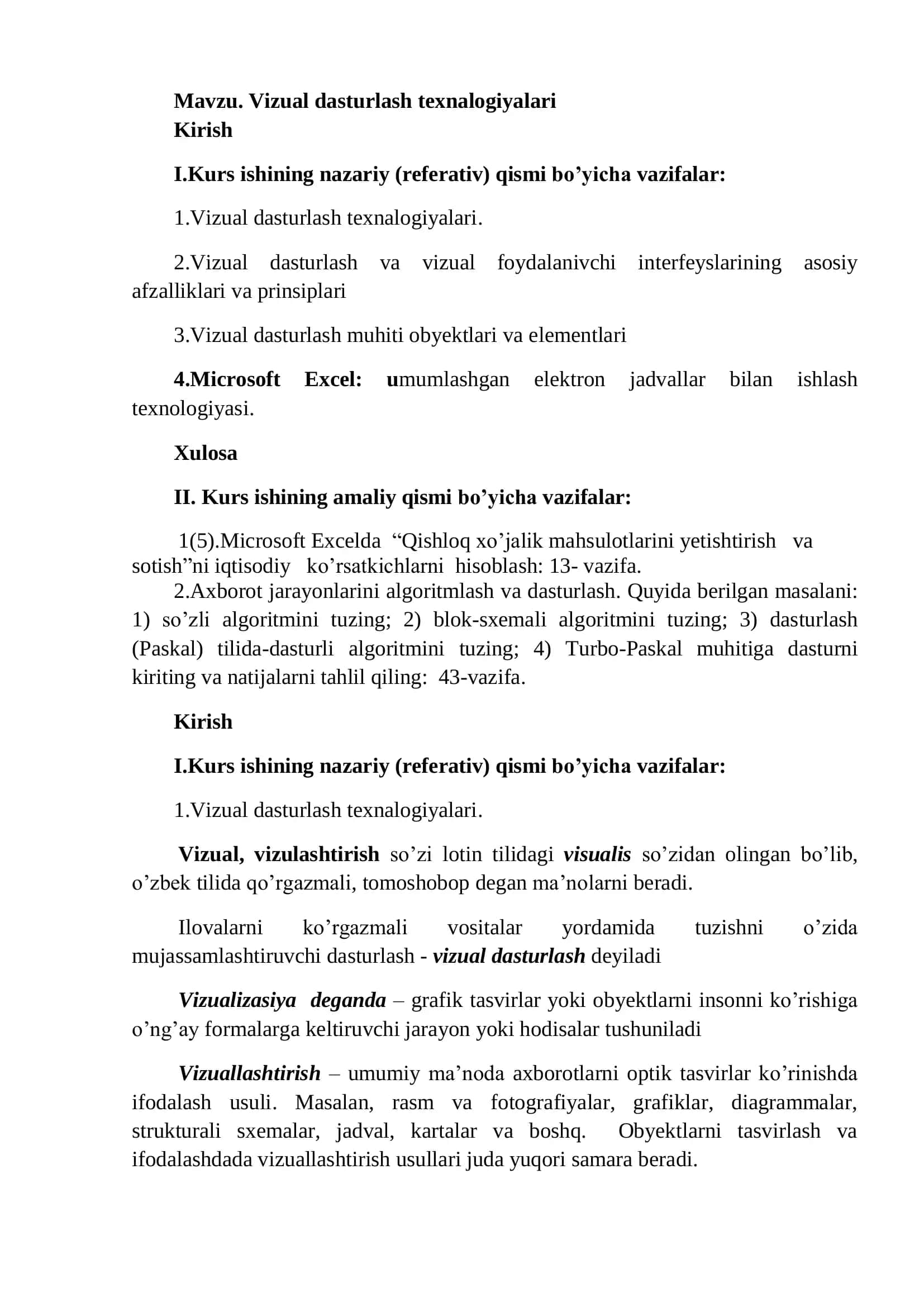 Vizual dasturlash texnalogiyalari 3