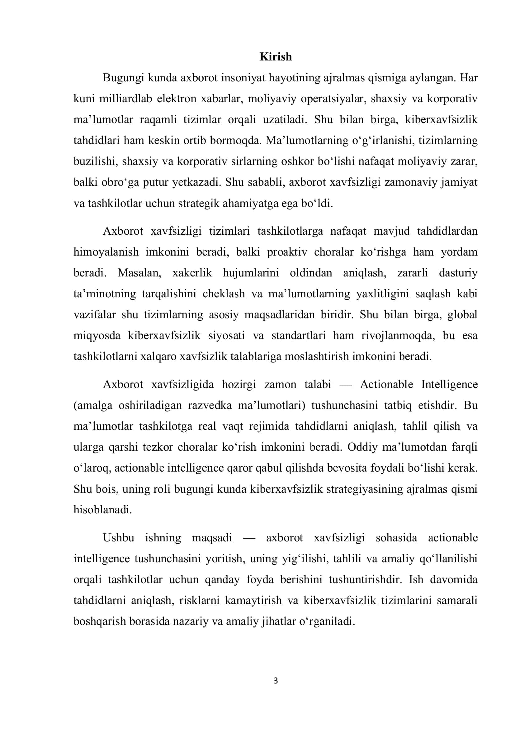 Actionable Intelligence 3