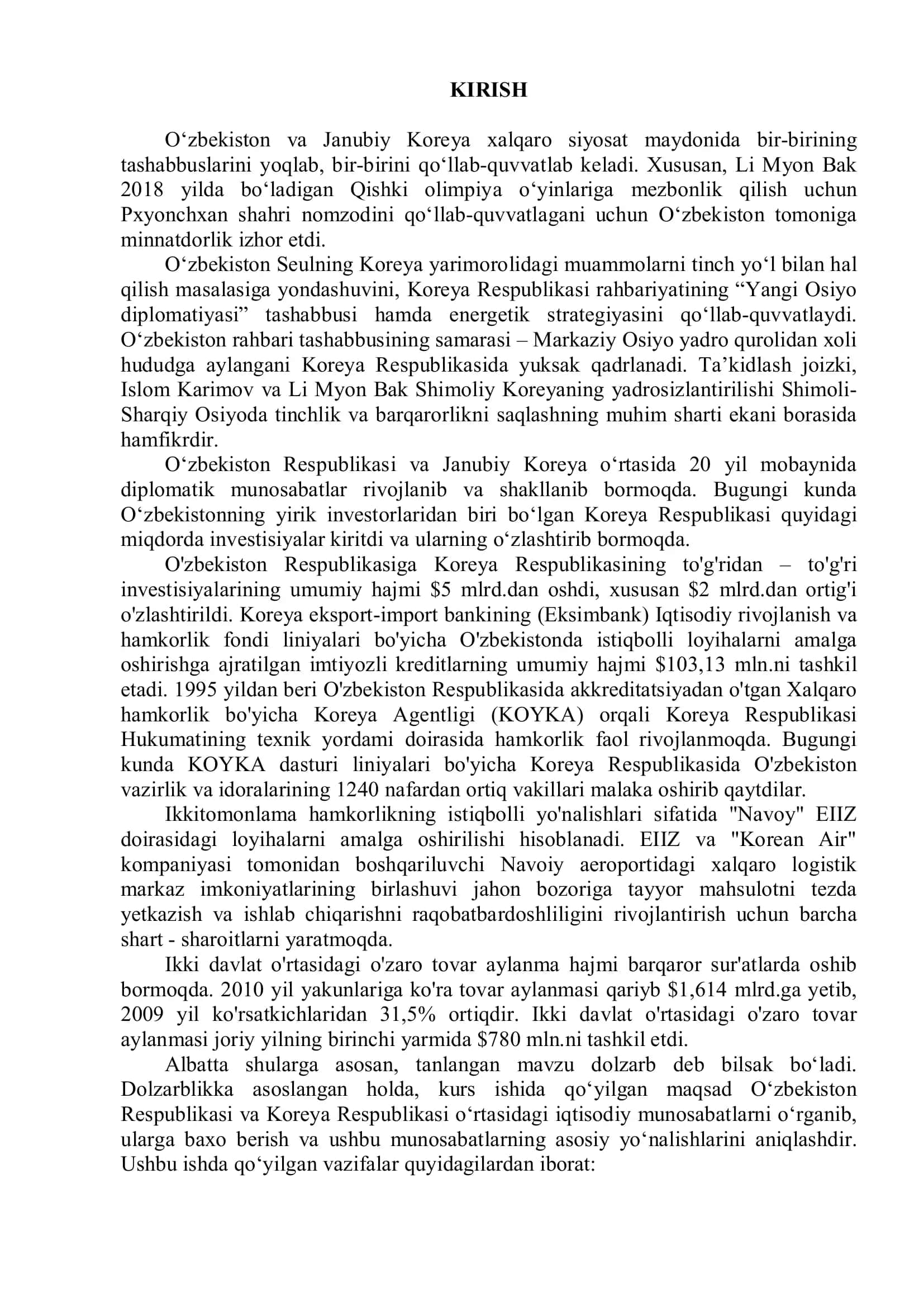 Koreya va O'zbekiston Iqtisodiy Munosabatlar 3