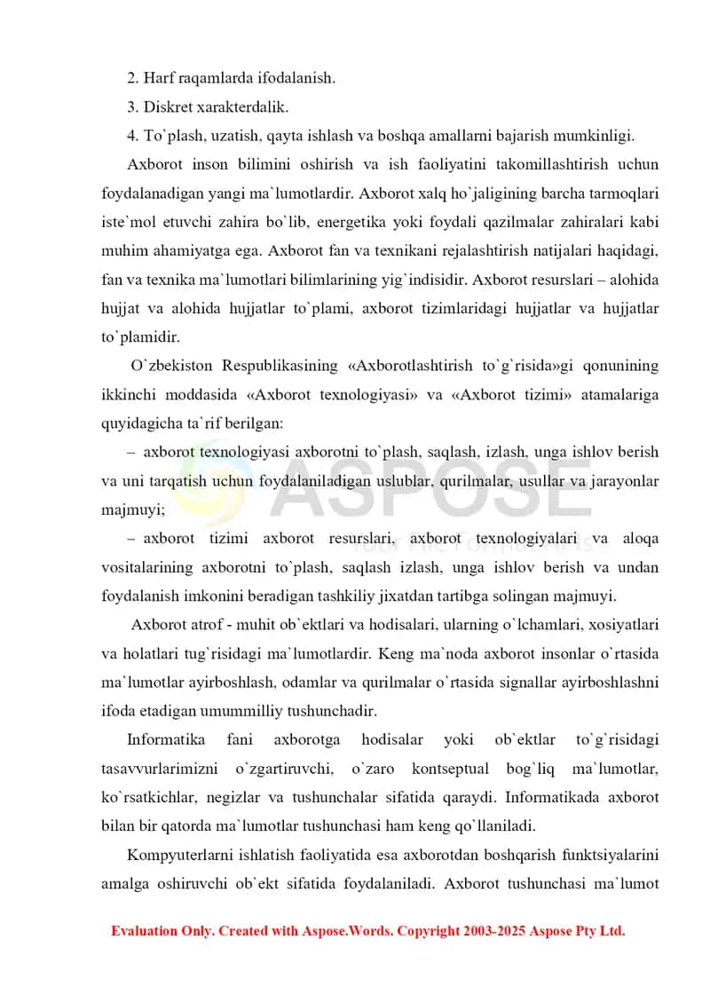 Axborot tizimlari va texnologiyalari 3