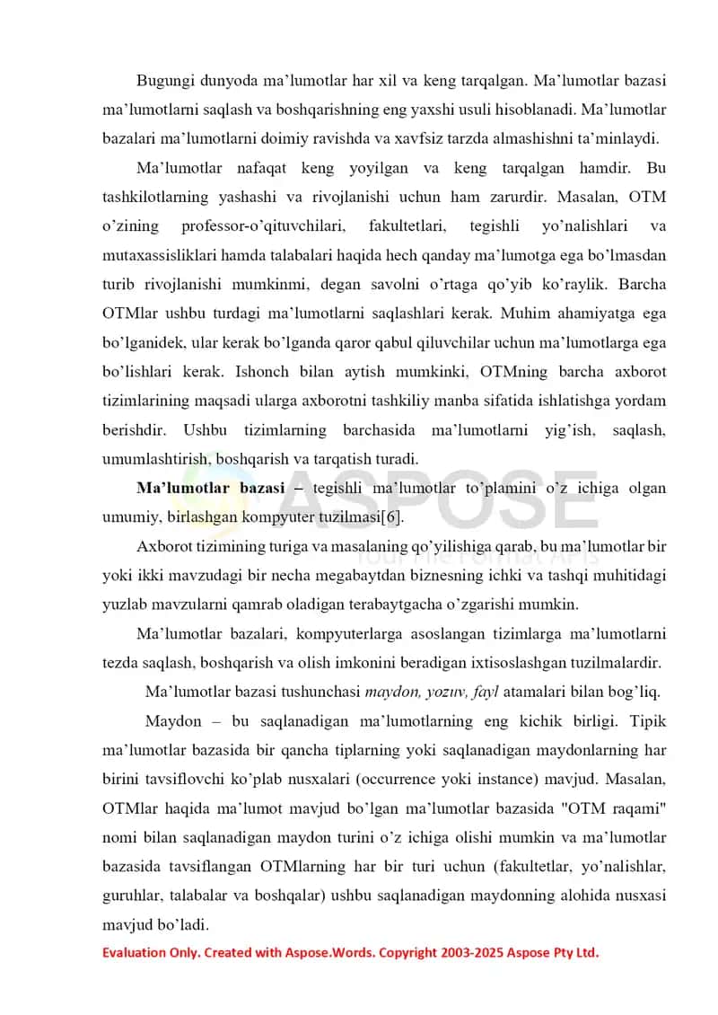 Aeraport ma’lumotlar bazasini loyihalash 3