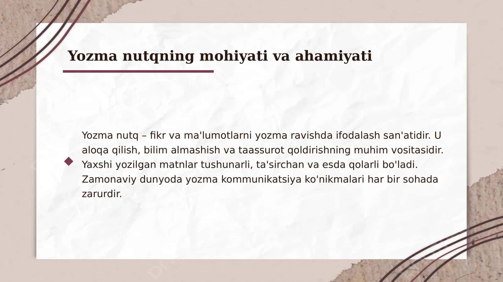 Yozma nutq va uni takomillashtirish yo'llari 3