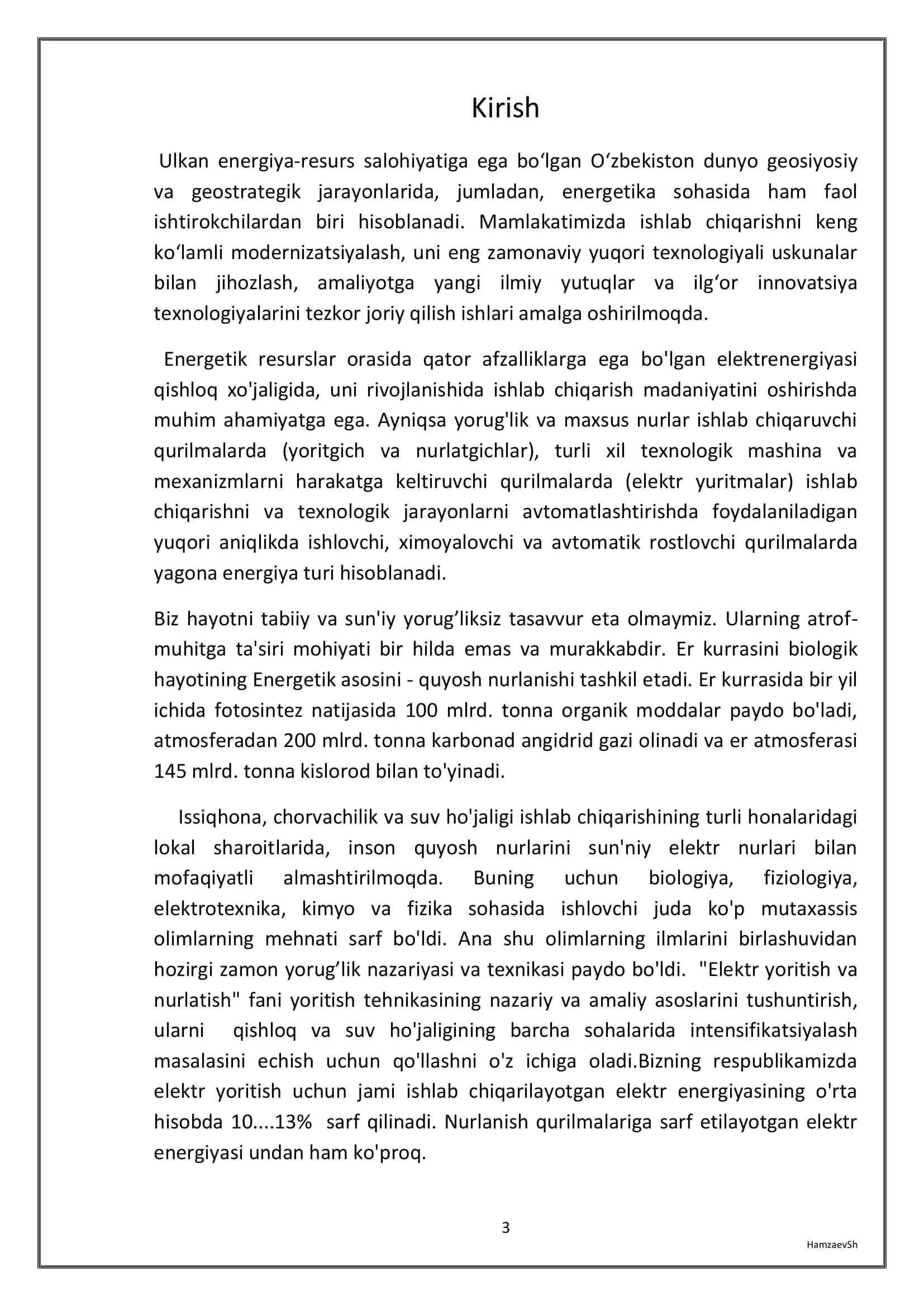 Elektr yoritish va nurlatish kurs ishi 3