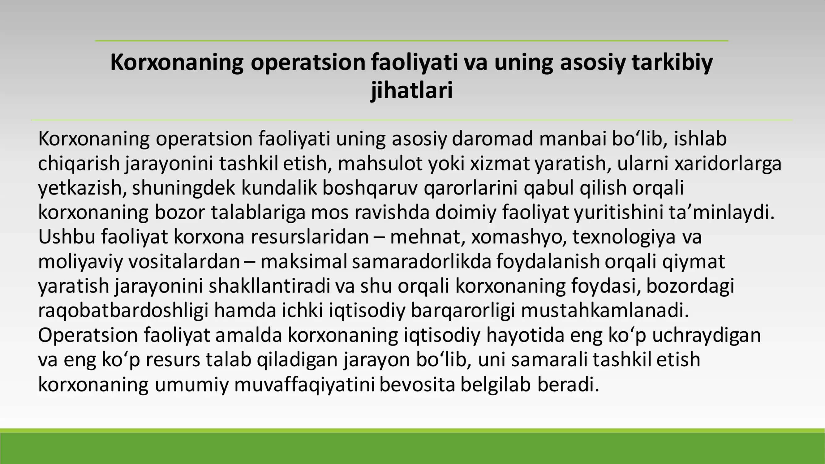 Korxona faoliyatining turlari 3