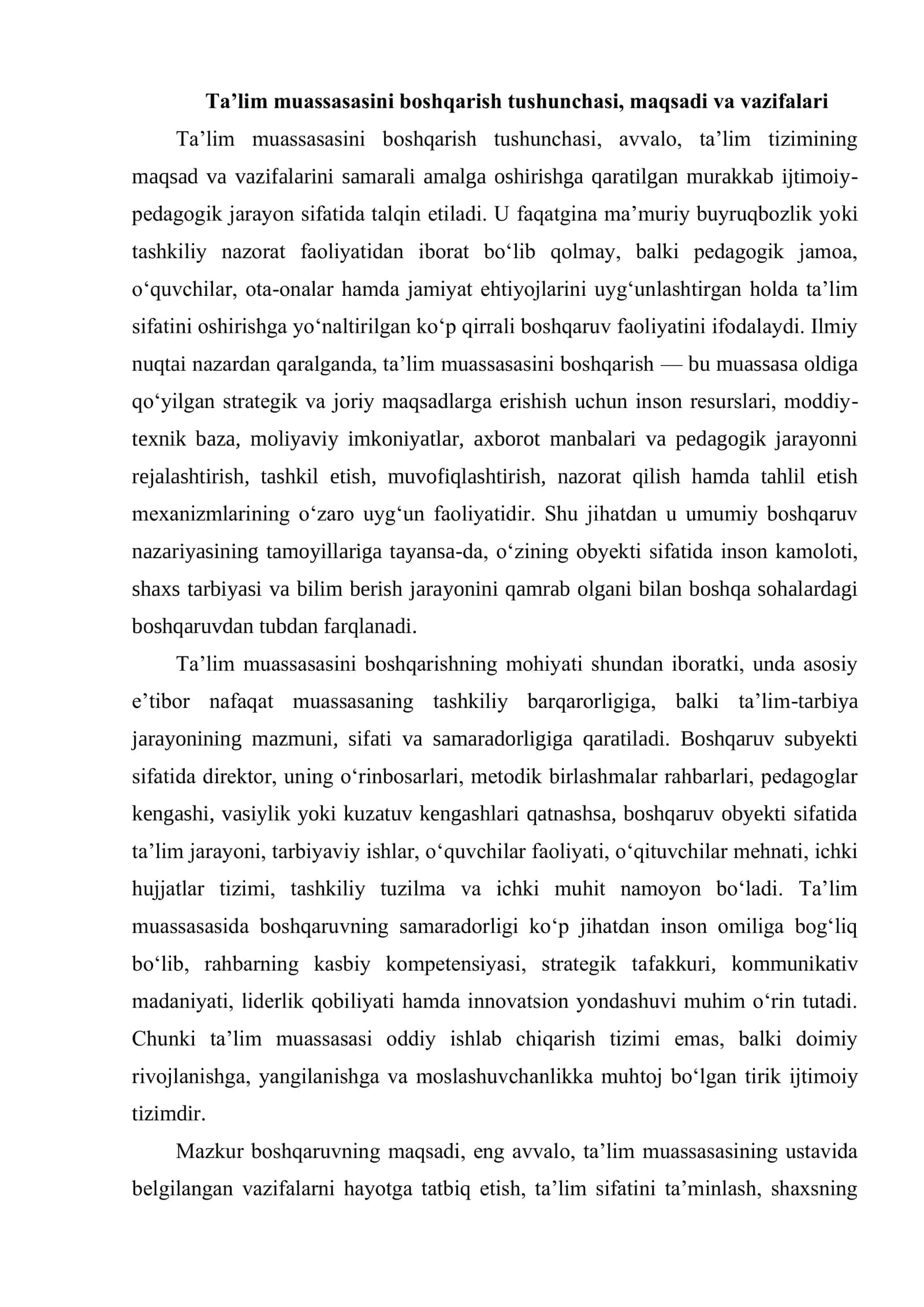 Ta’lim muassasasini boshqarish asoslari 3