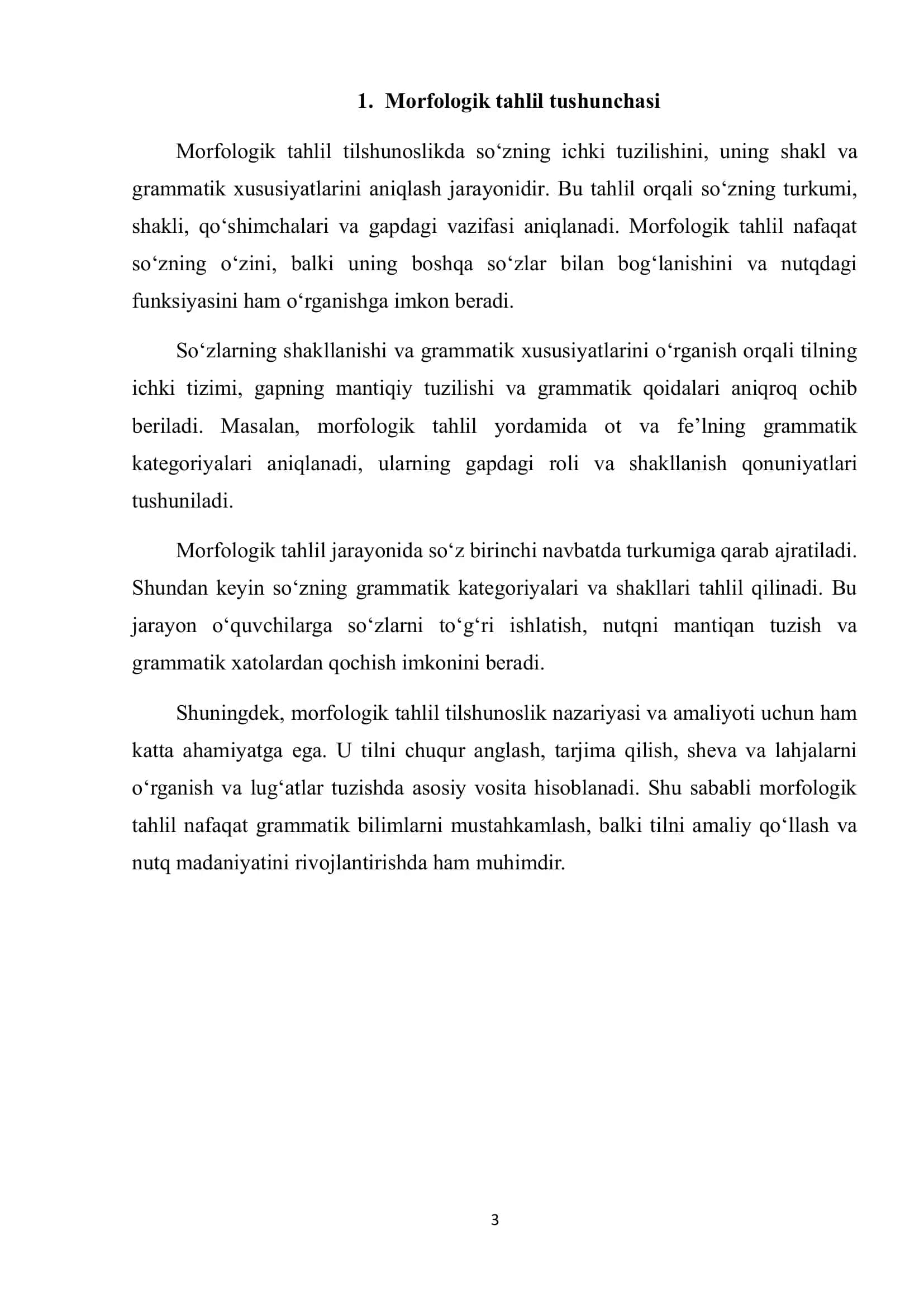 Morfologik tahlil. Sifat va son 3