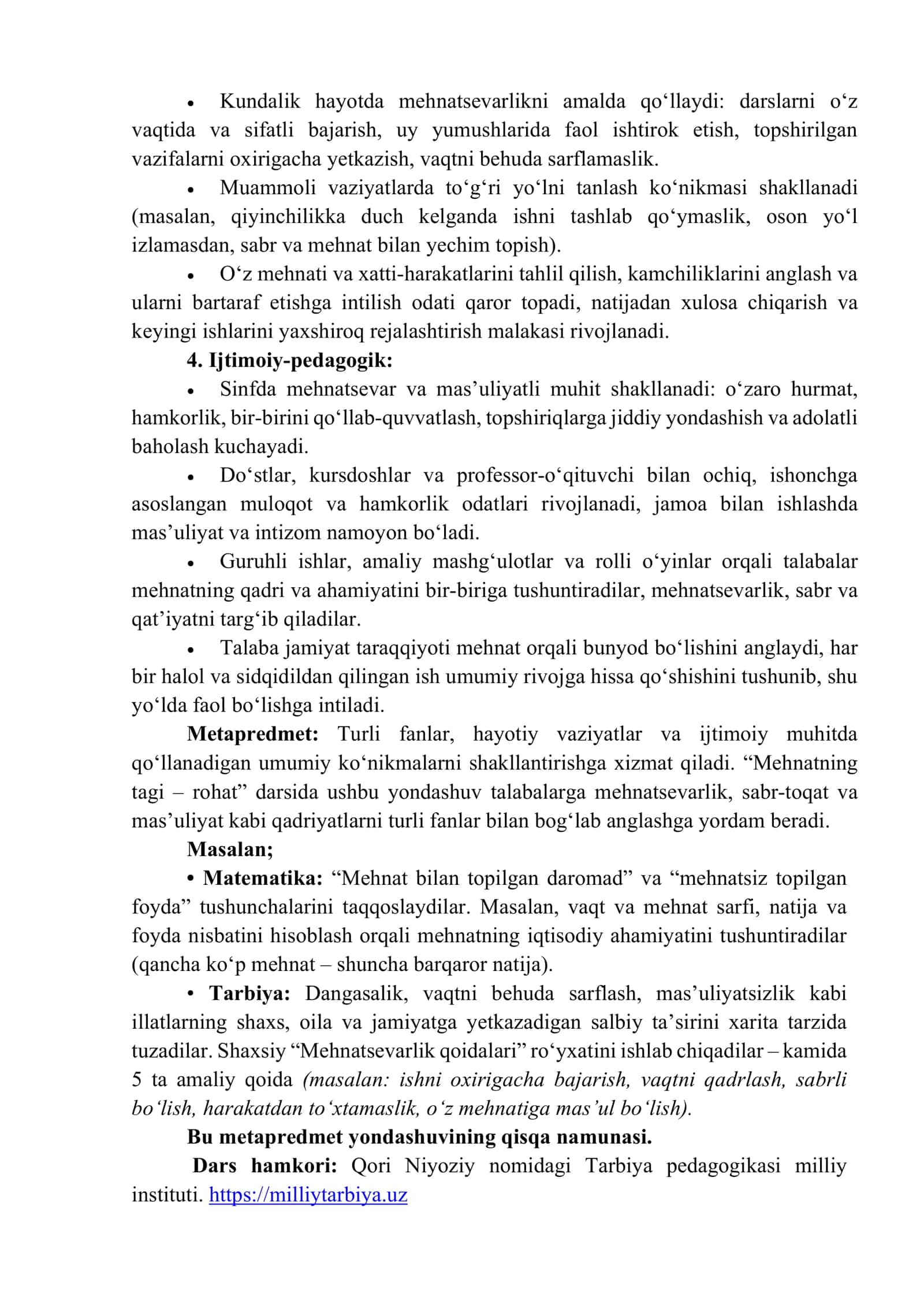 “Mehnatning tagi – rohat”. dars ishlanma 3
