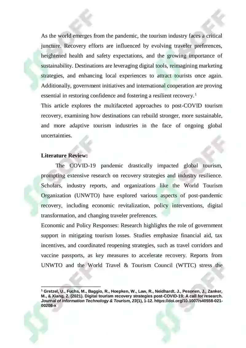 Post COVID Tourism Recovery Seminar Paper 3