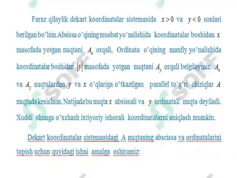 Tekislikda koordinatalar sistemasi 3