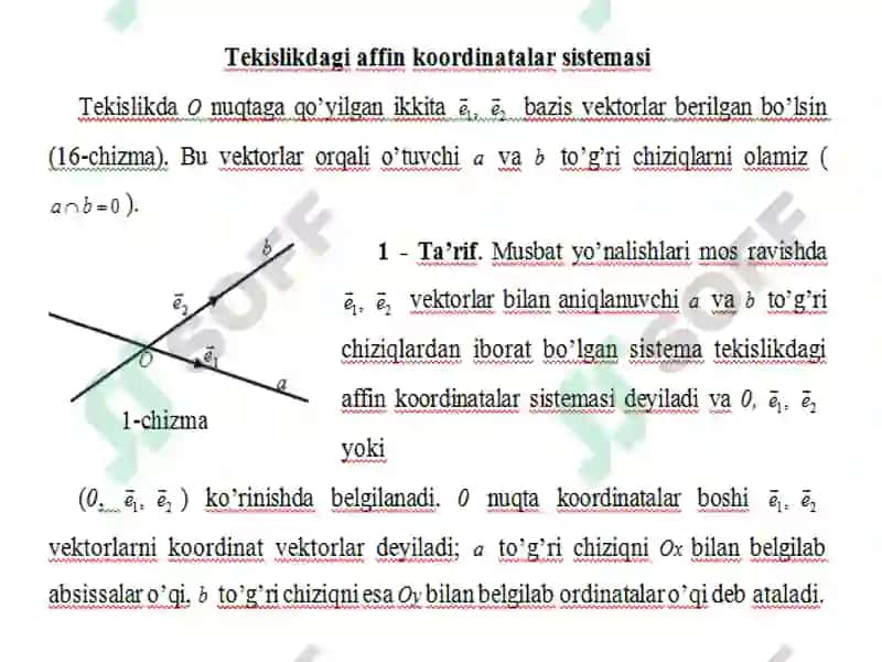 Tekislikda affin koordinatalar sistemasi 3