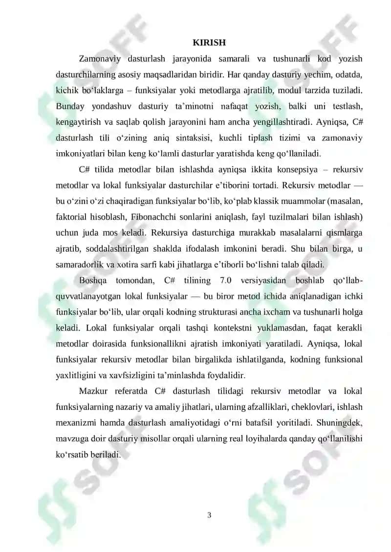 C# dasturlash tilida rekursiv metodlar va lokal funksiyalardan foydalanish 3