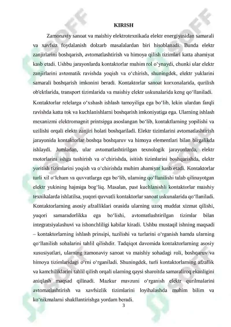 Kontaktorlarni koʻrsatmalar, turlari va tuzilishlari 3