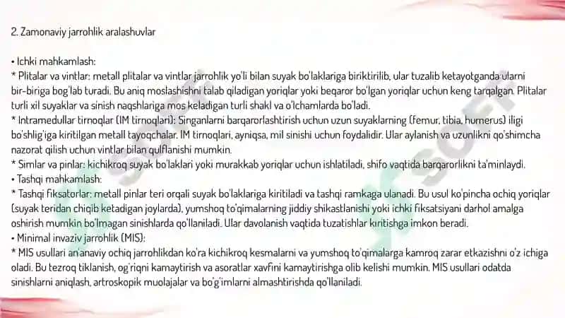 Suyak sinishlarida zamonaviy davolash usullari 3