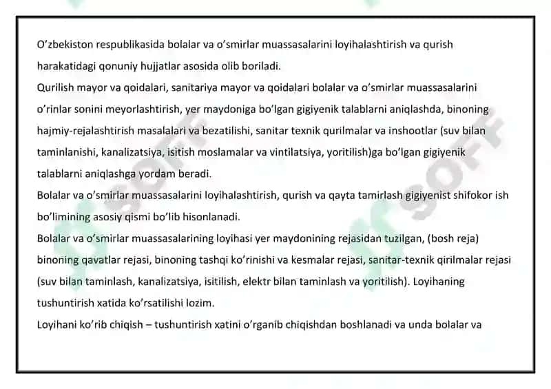 BOLALAR MUASSASALARINI LOYIHALASHTIRISH QURISH VA JIHOZLASHGA BO’LGAN GIGIYENIK TALABLAR 3