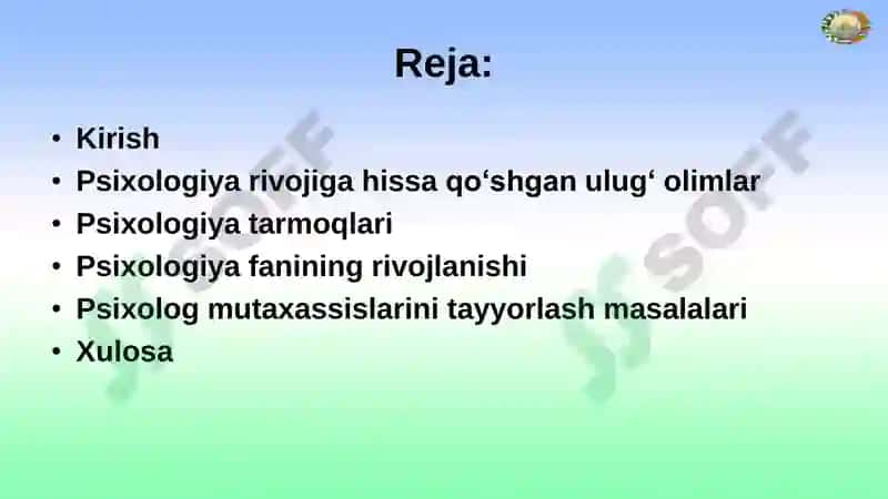 Psixologiya fanining rivojlanishi 3
