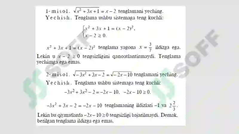 Irratsional tenglamalar va tenglamalar sistemasi 3