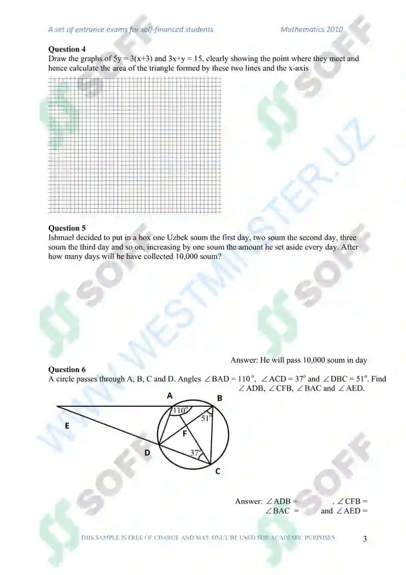 Mathematics Entrance Test 3