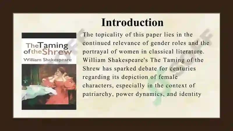 Female character's in William Shakespeare's "Comedy the Taming 3