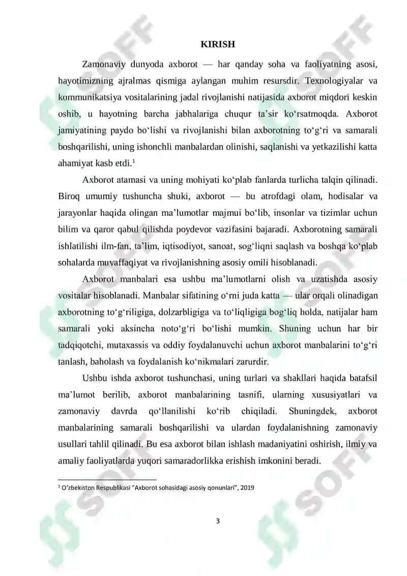 AXBOROT NIMA VA UNING MANBALARI 3